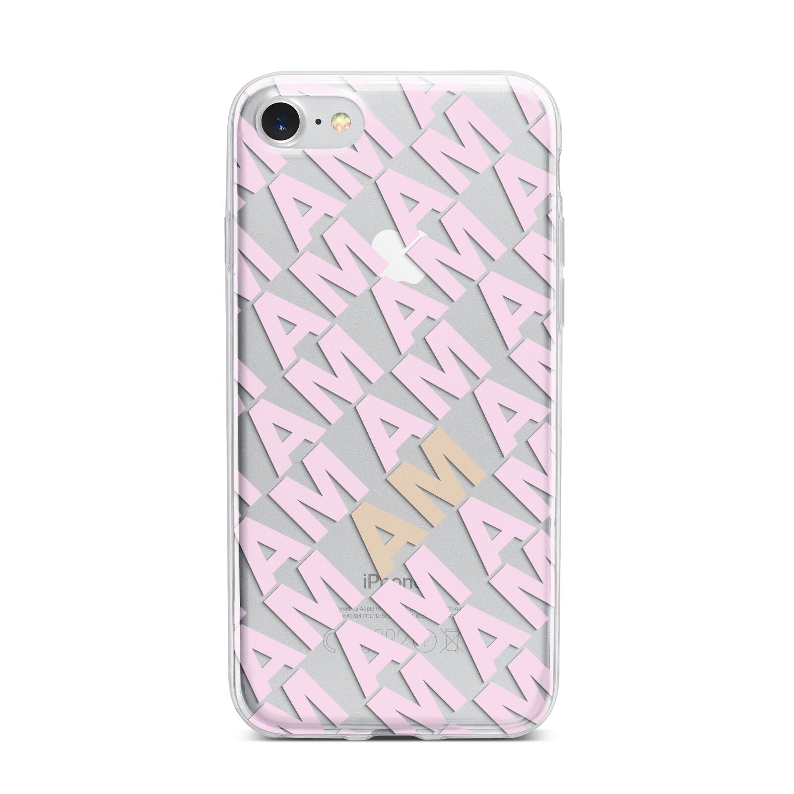 Personalised Diagonal Bold Initials iPhone 7 Bumper Case on Silver iPhone