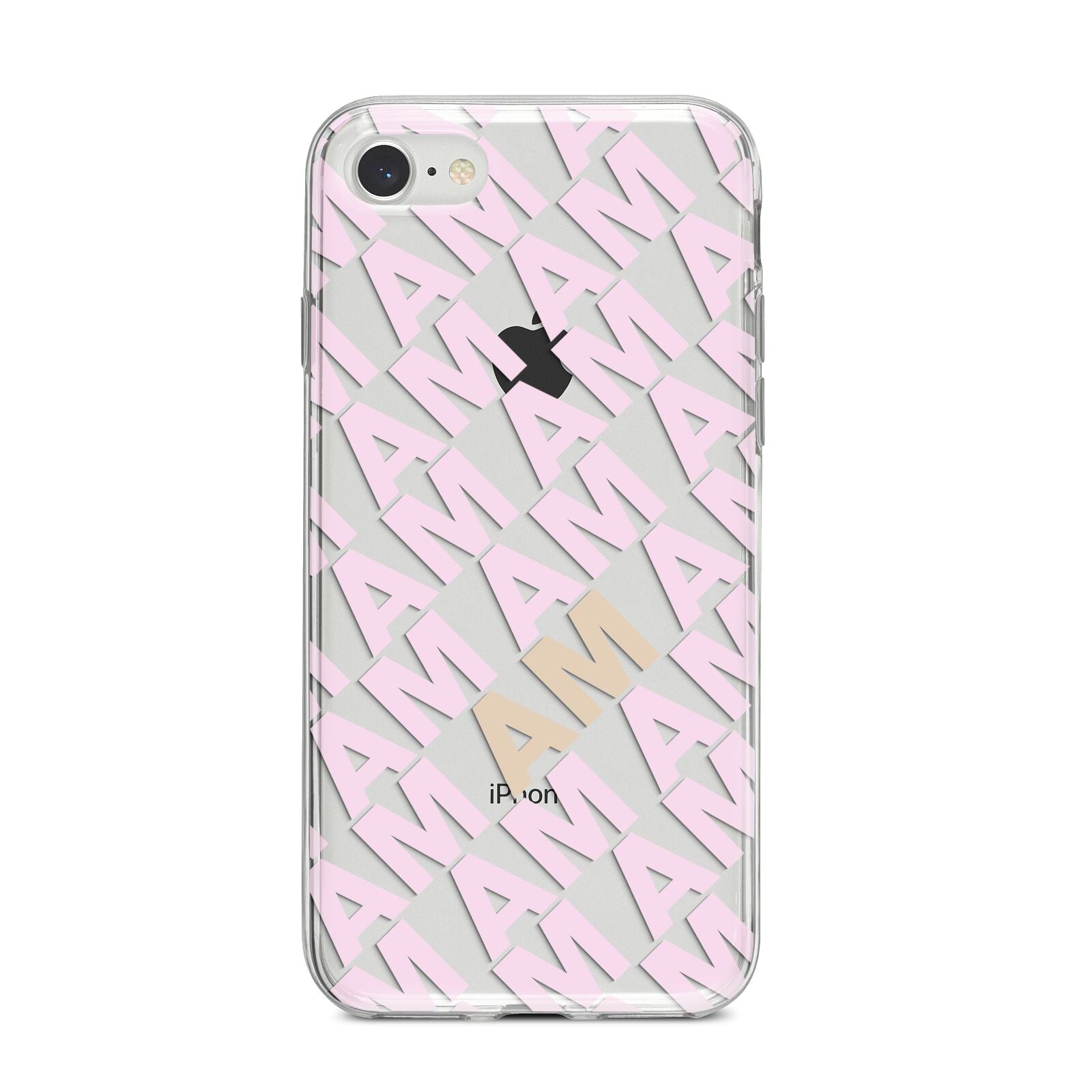 Personalised Diagonal Bold Initials iPhone 8 Bumper Case on Silver iPhone