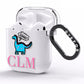 Personalised Dino Initials Clear AirPods Clear Case Side Image