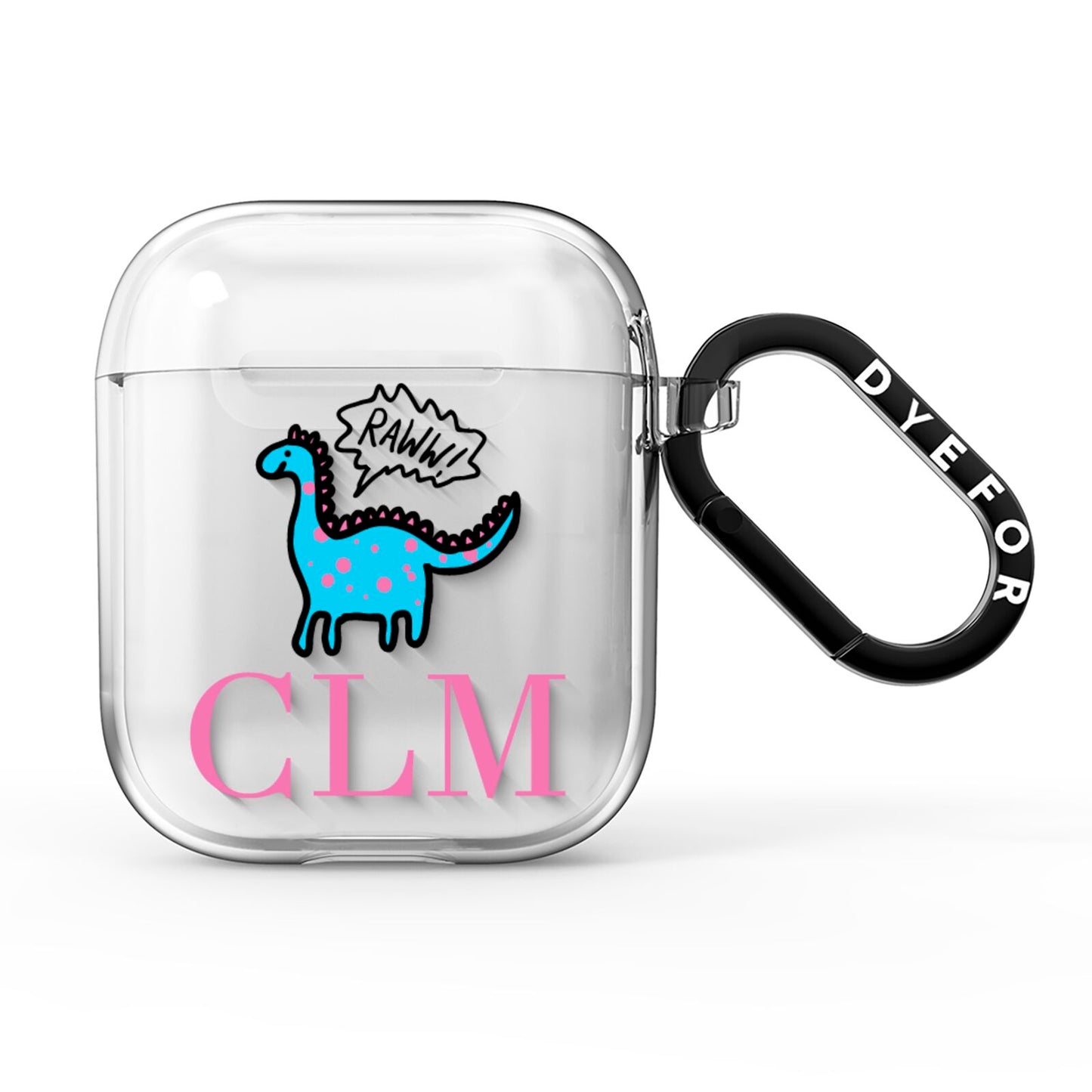 Personalised Dino Initials Clear AirPods Clear Case