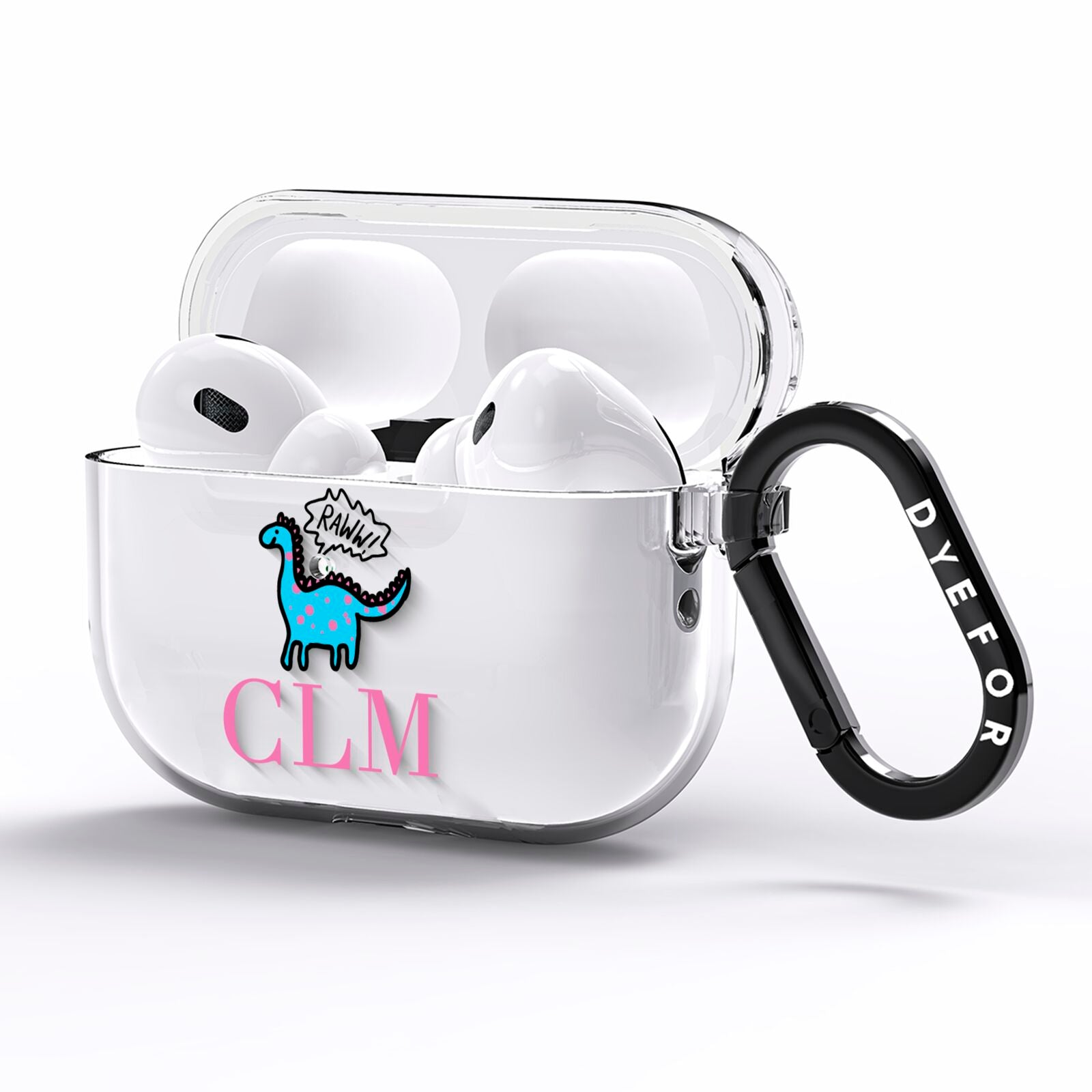 Personalised Dino Initials Clear AirPods Pro Clear Case Side Image