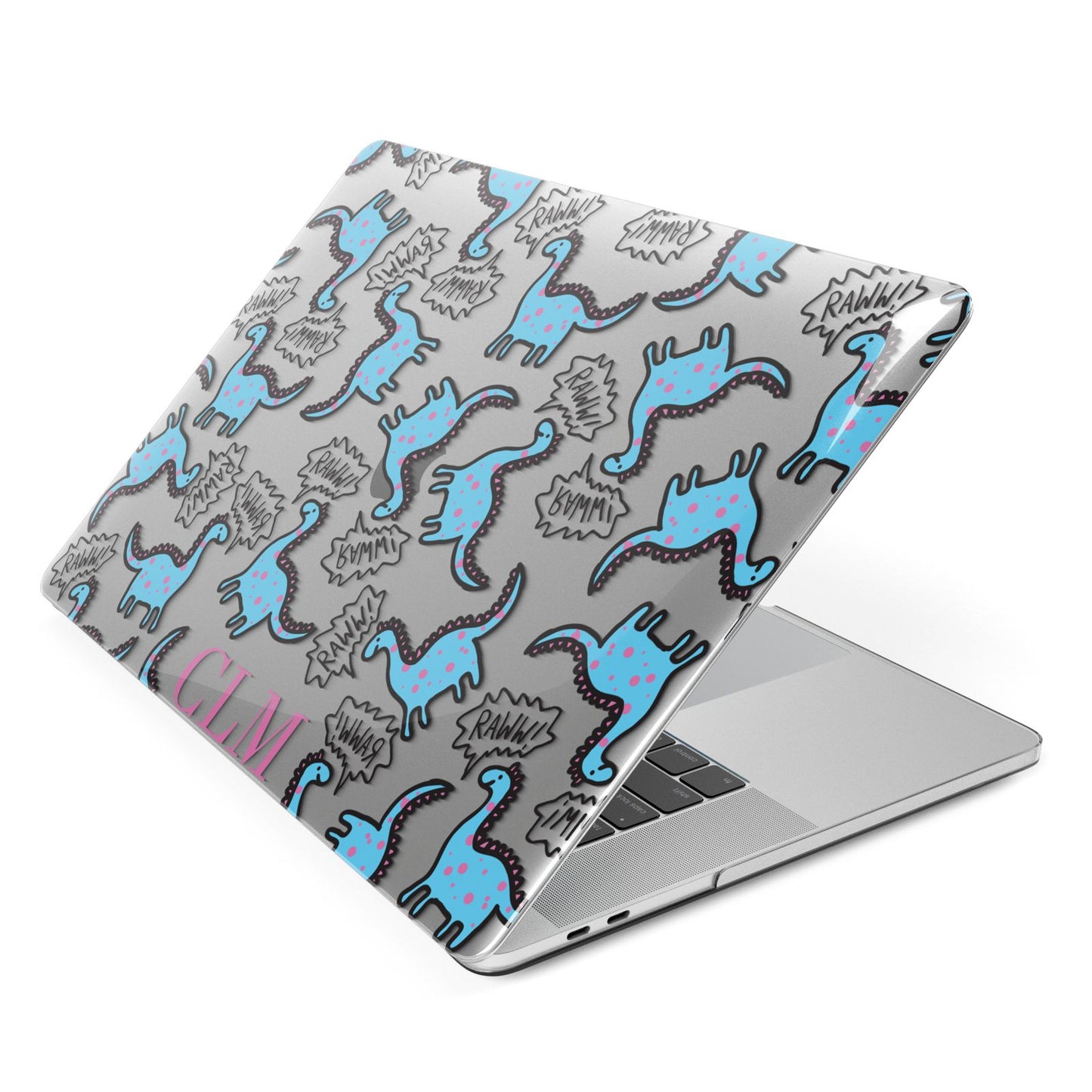 Personalised Dino Initials Clear Apple MacBook Case Side View