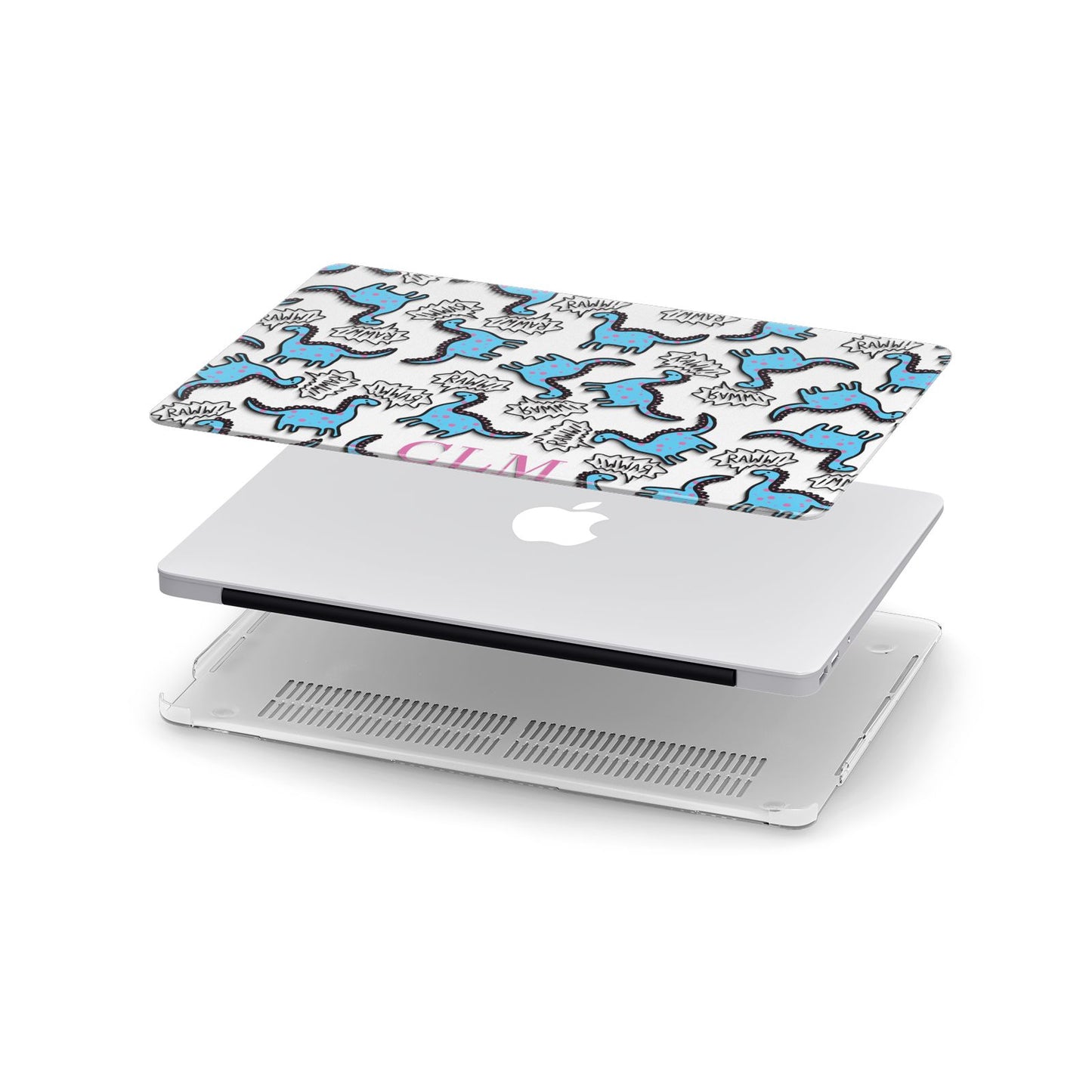 Personalised Dino Initials Clear Apple MacBook Case in Detail