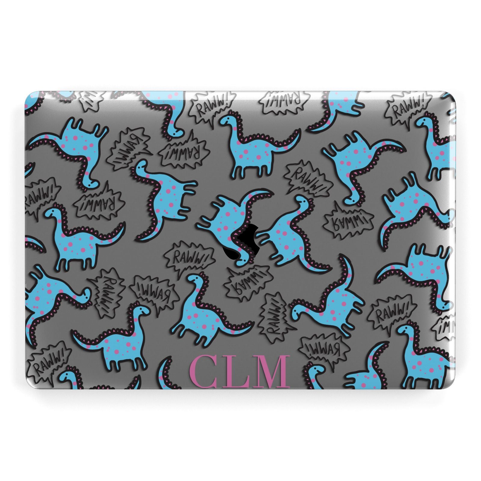 Personalised Dino Initials Clear Apple MacBook Case