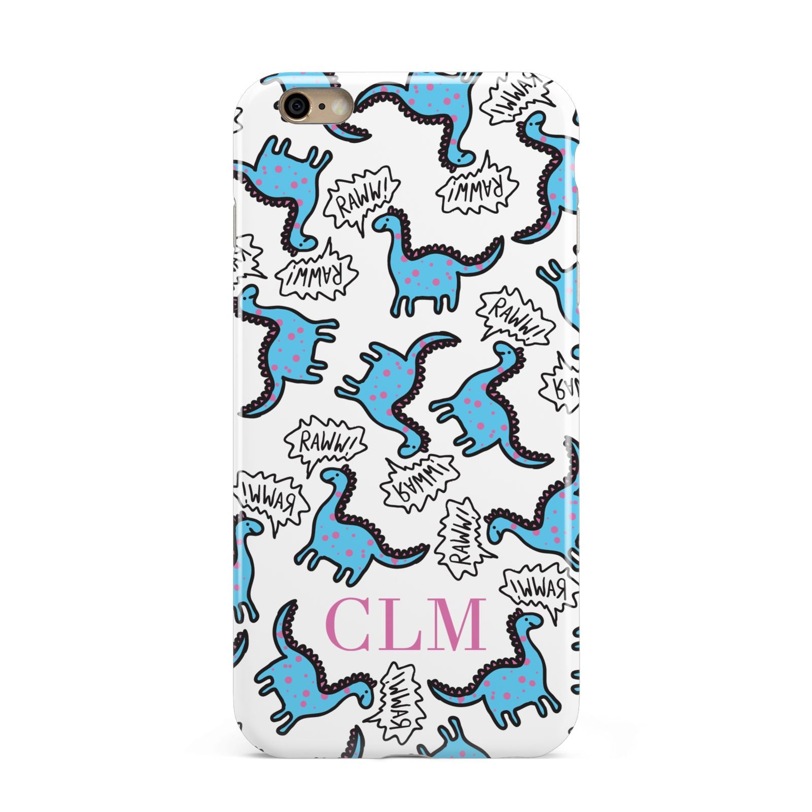 Personalised Dino Initials Clear Apple iPhone 6 Plus 3D Tough Case