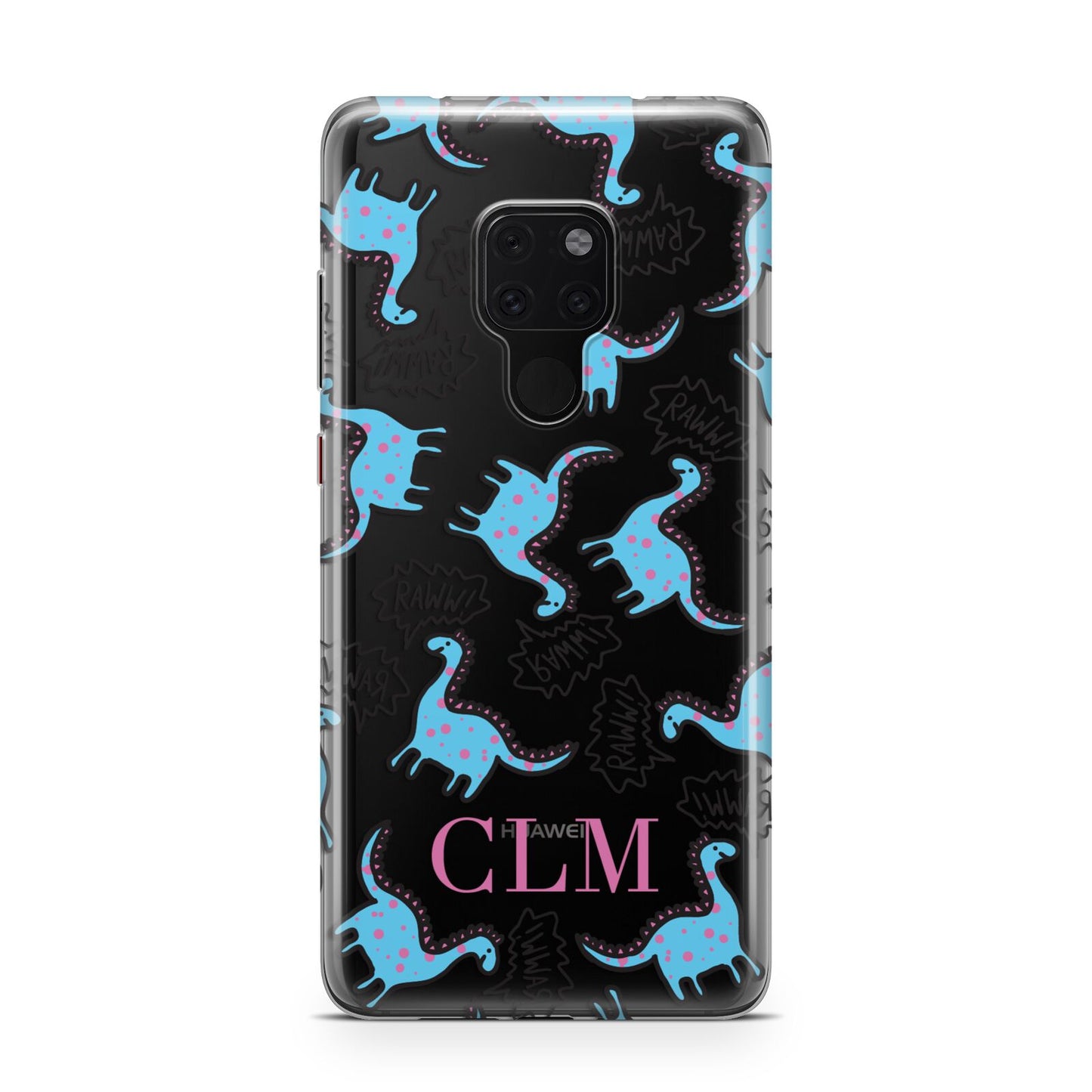 Personalised Dino Initials Clear Huawei Mate 20 Phone Case