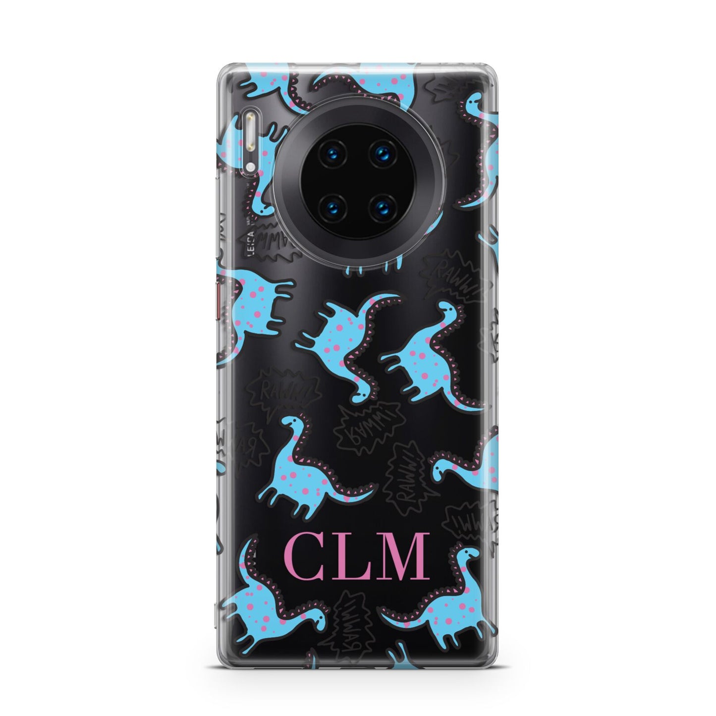 Personalised Dino Initials Clear Huawei Mate 30 Pro Phone Case