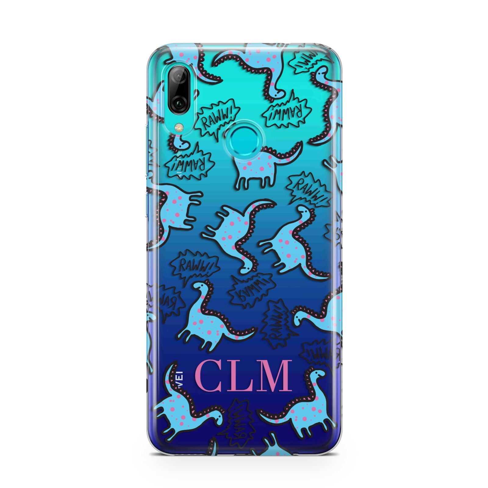 Personalised Dino Initials Clear Huawei P Smart 2019 Case