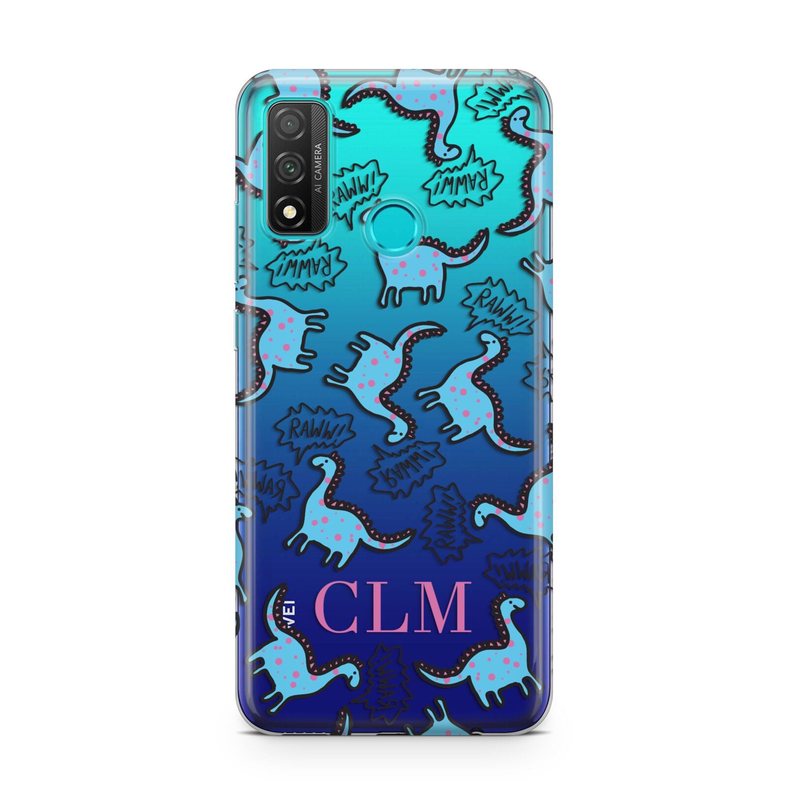 Personalised Dino Initials Clear Huawei P Smart 2020