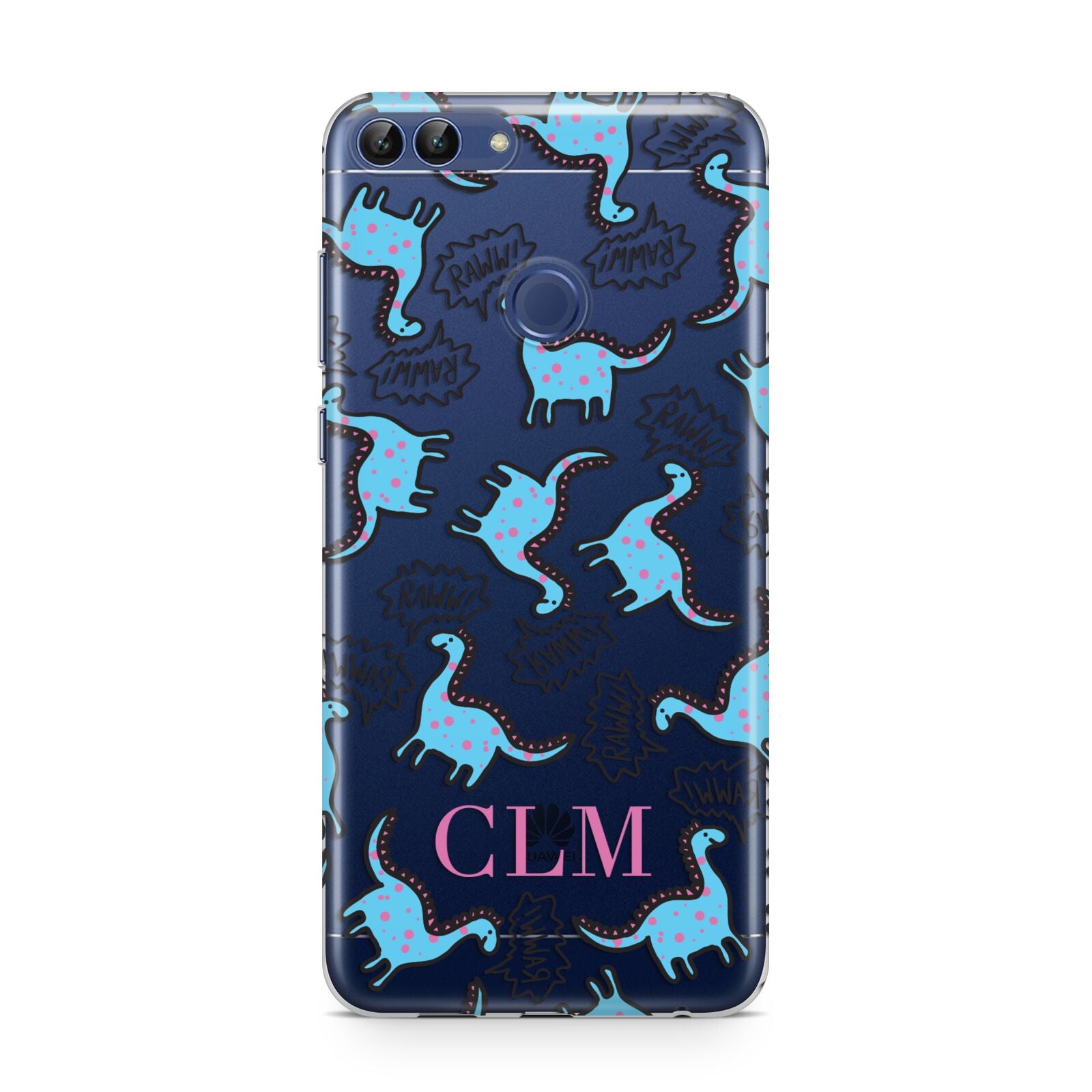 Personalised Dino Initials Clear Huawei P Smart Case