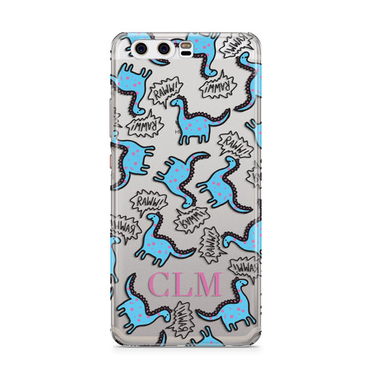 Personalised Dino Initials Clear Huawei P10 Phone Case