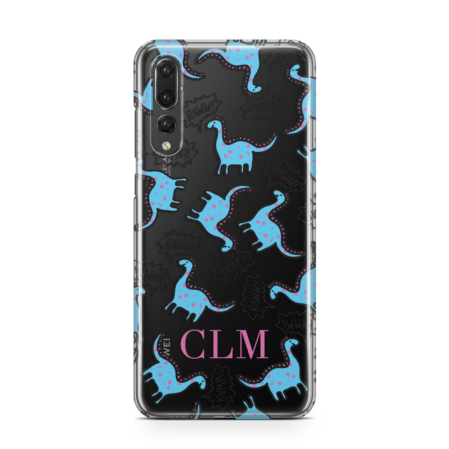 Personalised Dino Initials Clear Huawei P20 Pro Phone Case