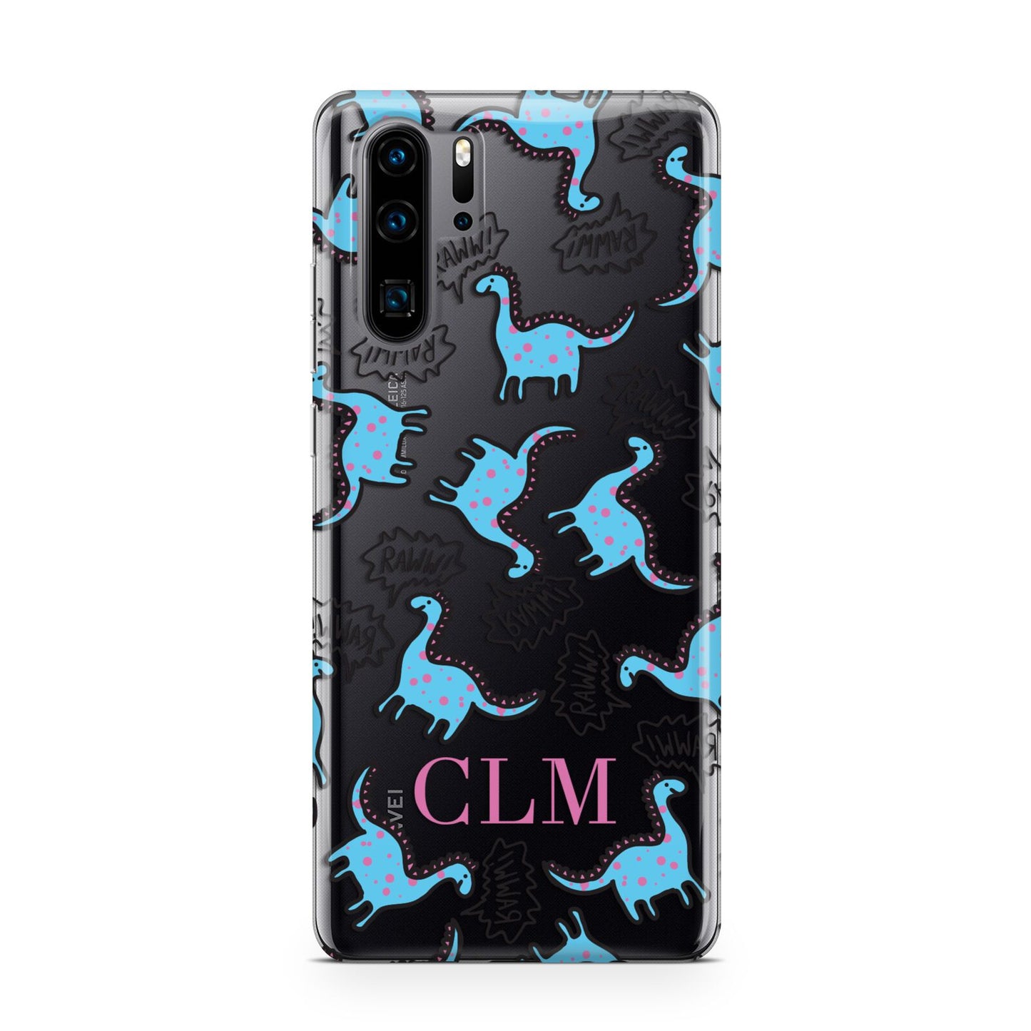 Personalised Dino Initials Clear Huawei P30 Pro Phone Case