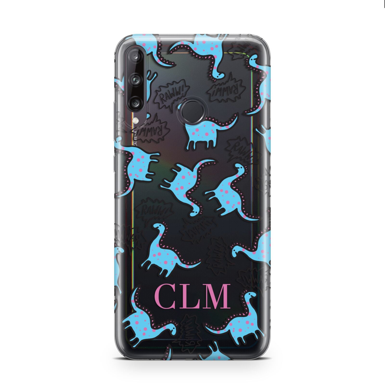 Personalised Dino Initials Clear Huawei P40 Lite E Phone Case