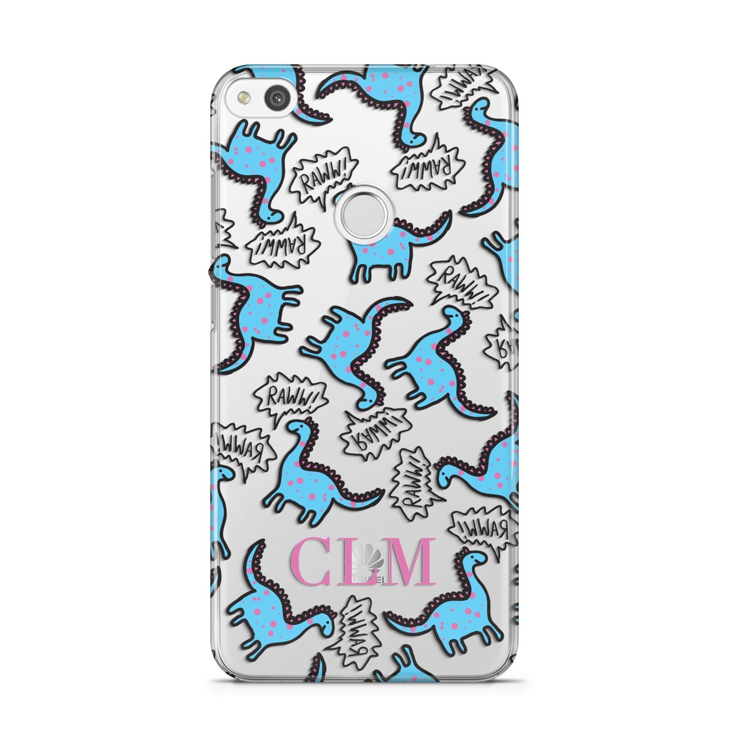 Personalised Dino Initials Clear Huawei P8 Lite Case