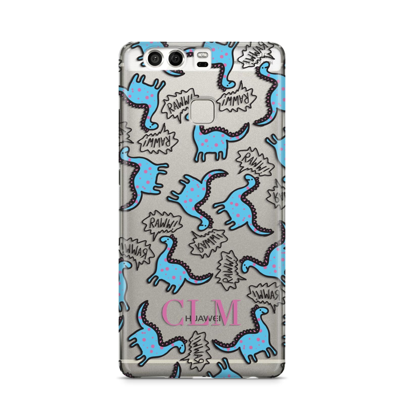 Personalised Dino Initials Clear Huawei P9 Case