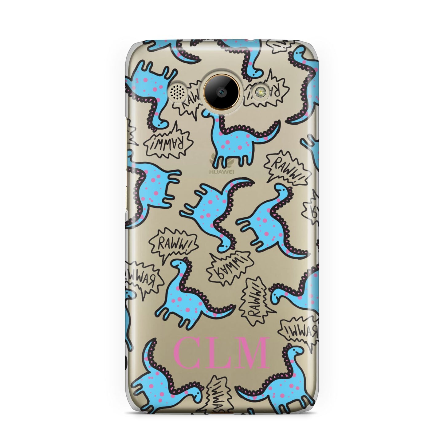 Personalised Dino Initials Clear Huawei Y3 2017