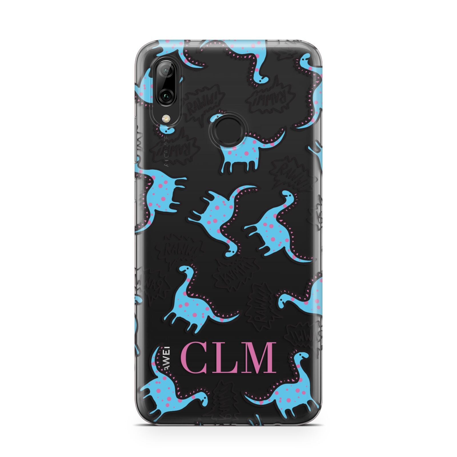 Personalised Dino Initials Clear Huawei Y7 2019