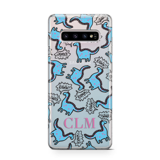 Personalised Dino Initials Clear Protective Samsung Galaxy Case