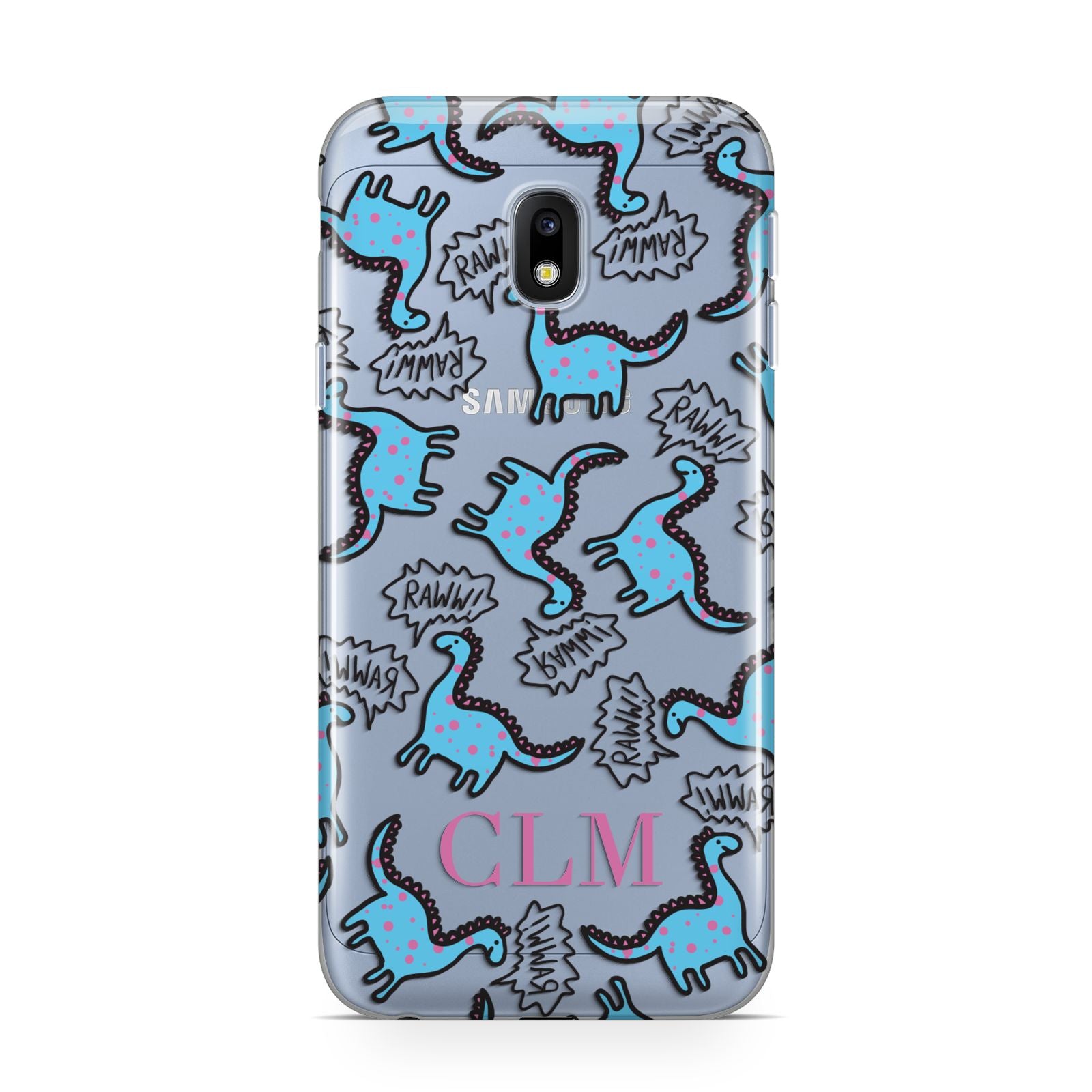 Personalised Dino Initials Clear Samsung Galaxy J3 2017 Case