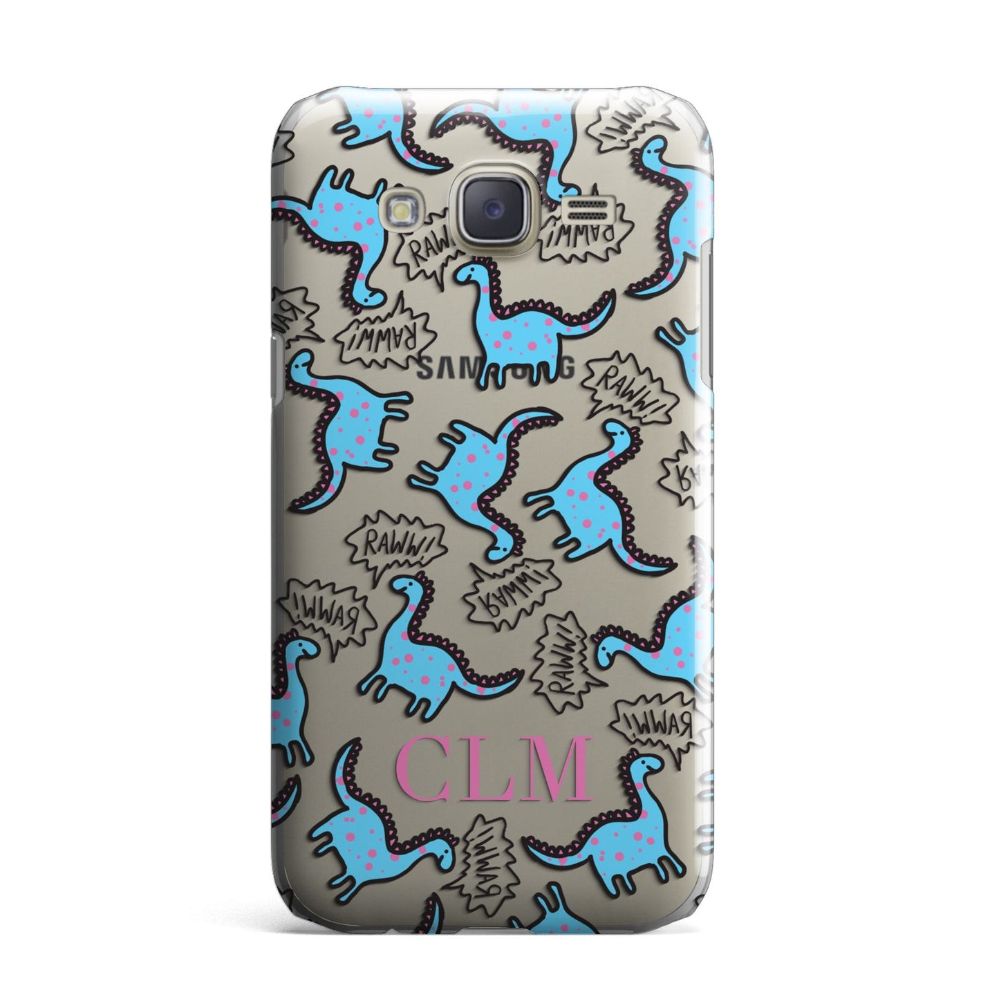 Personalised Dino Initials Clear Samsung Galaxy J7 Case
