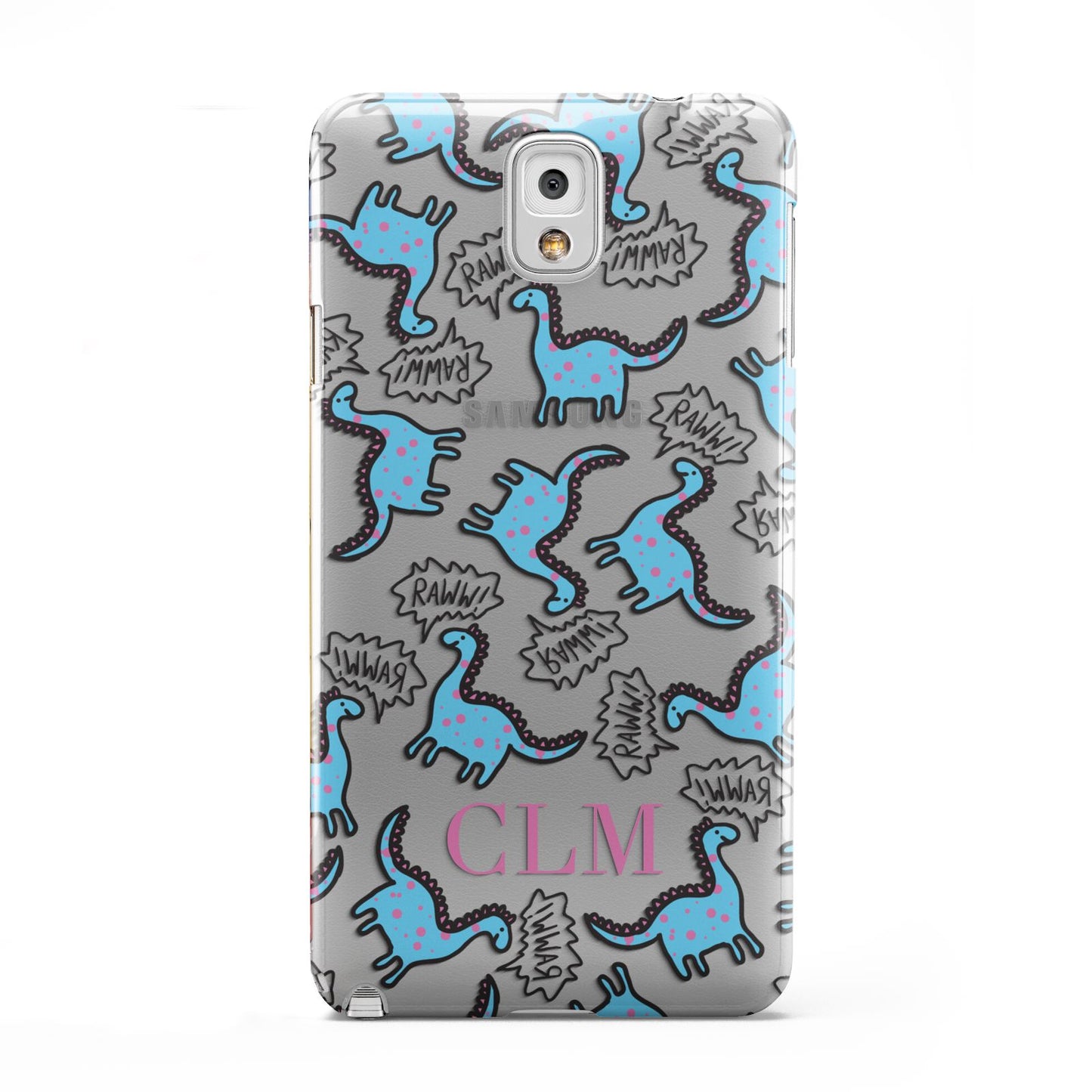 Personalised Dino Initials Clear Samsung Galaxy Note 3 Case