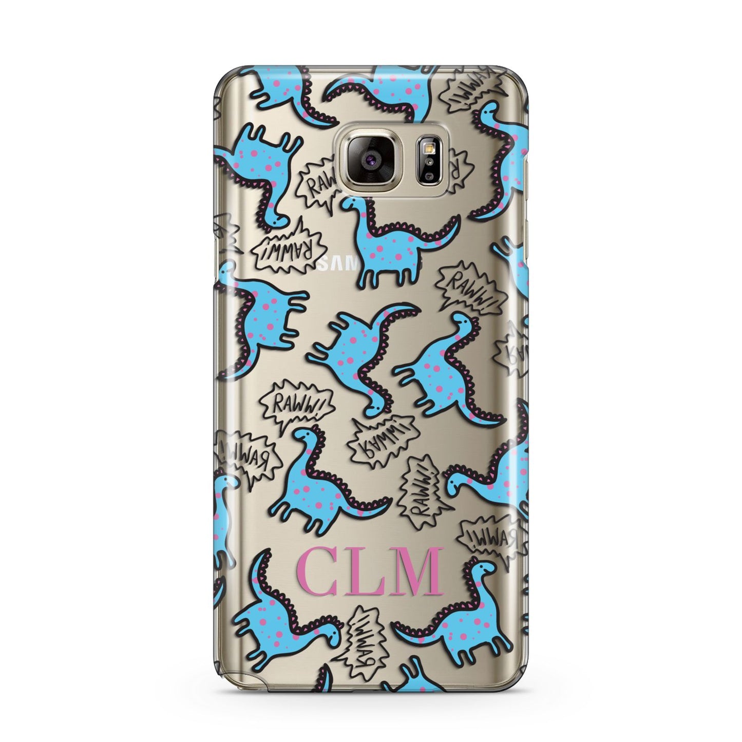 Personalised Dino Initials Clear Samsung Galaxy Note 5 Case