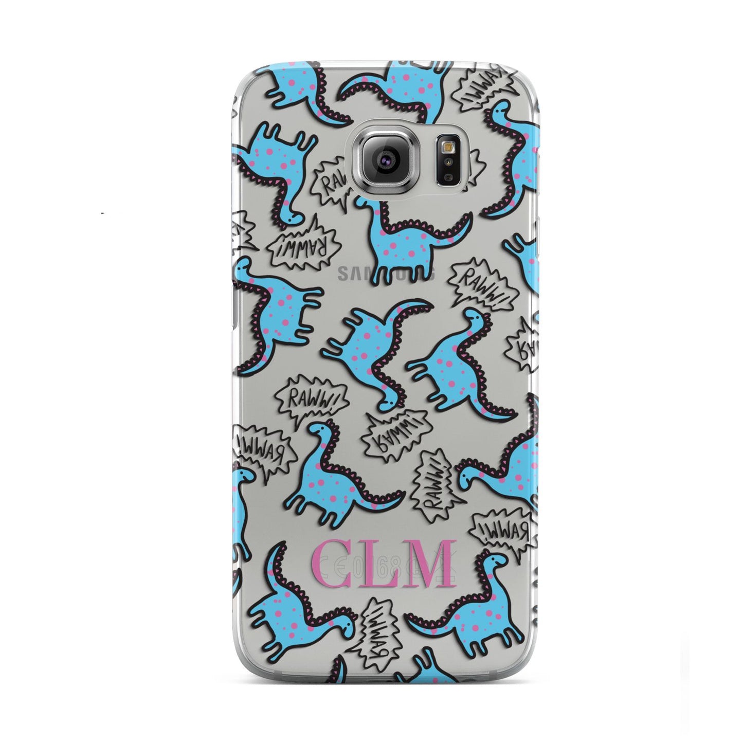 Personalised Dino Initials Clear Samsung Galaxy S6 Case