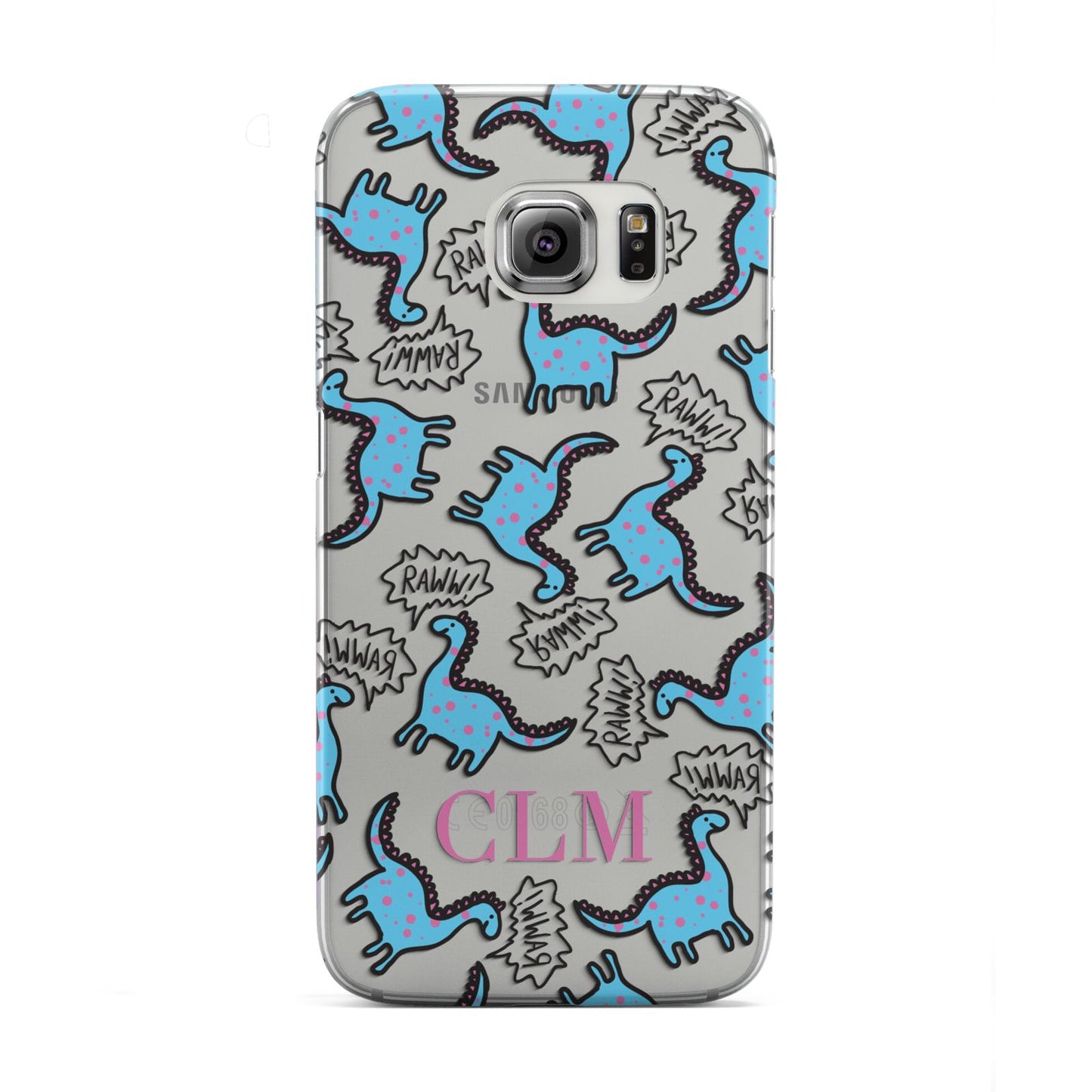 Personalised Dino Initials Clear Samsung Galaxy S6 Edge Case