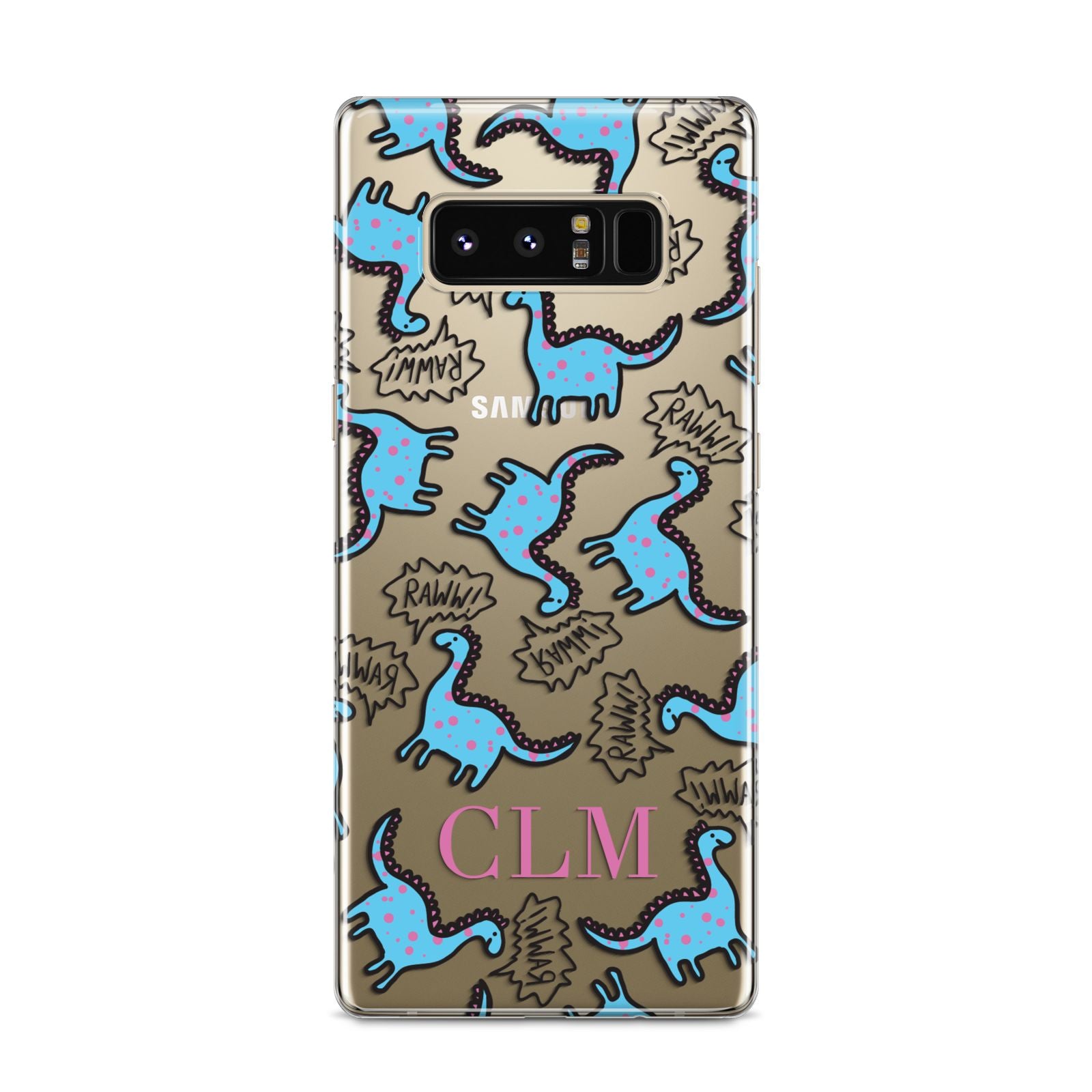 Personalised Dino Initials Clear Samsung Galaxy S8 Case