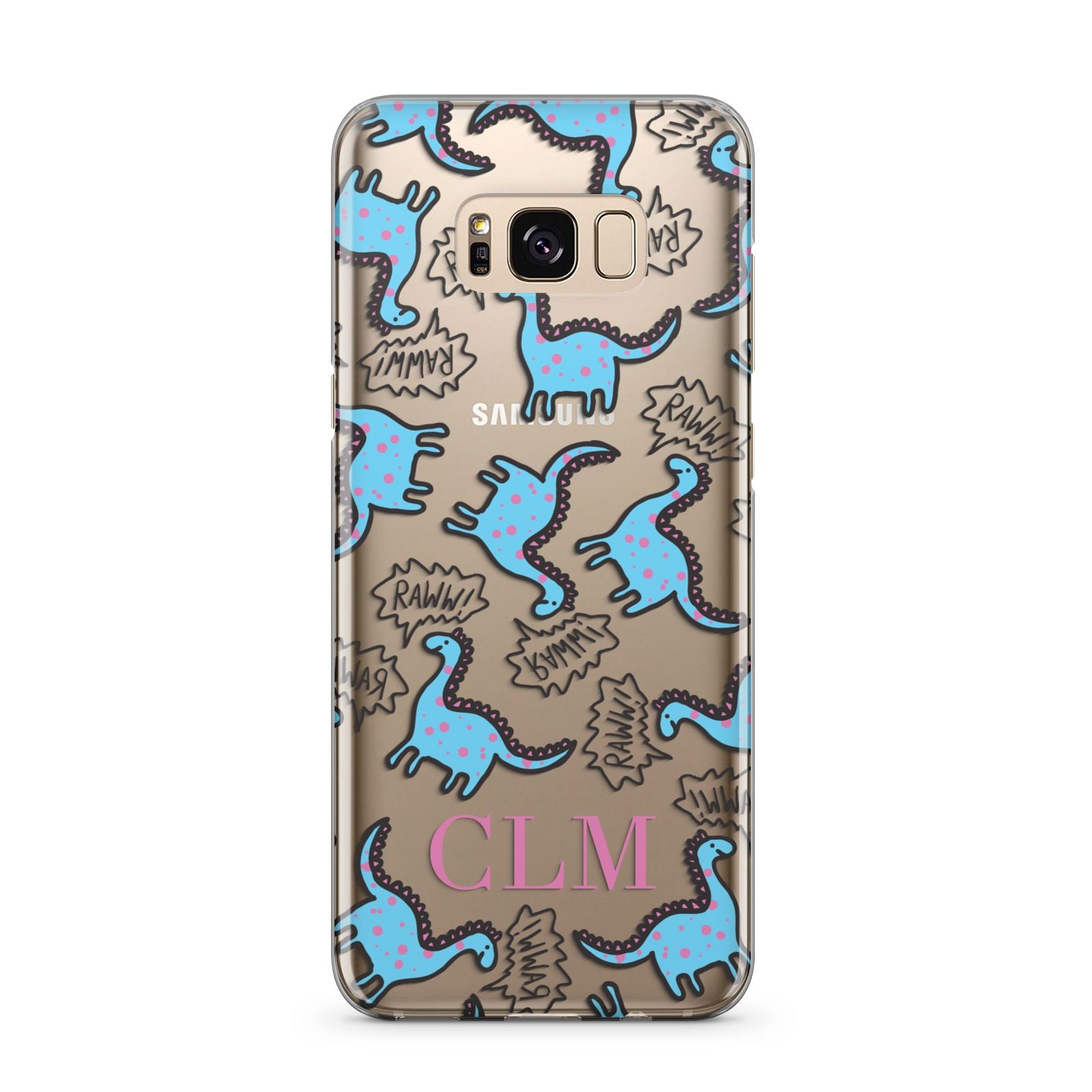 Personalised Dino Initials Clear Samsung Galaxy S8 Plus Case