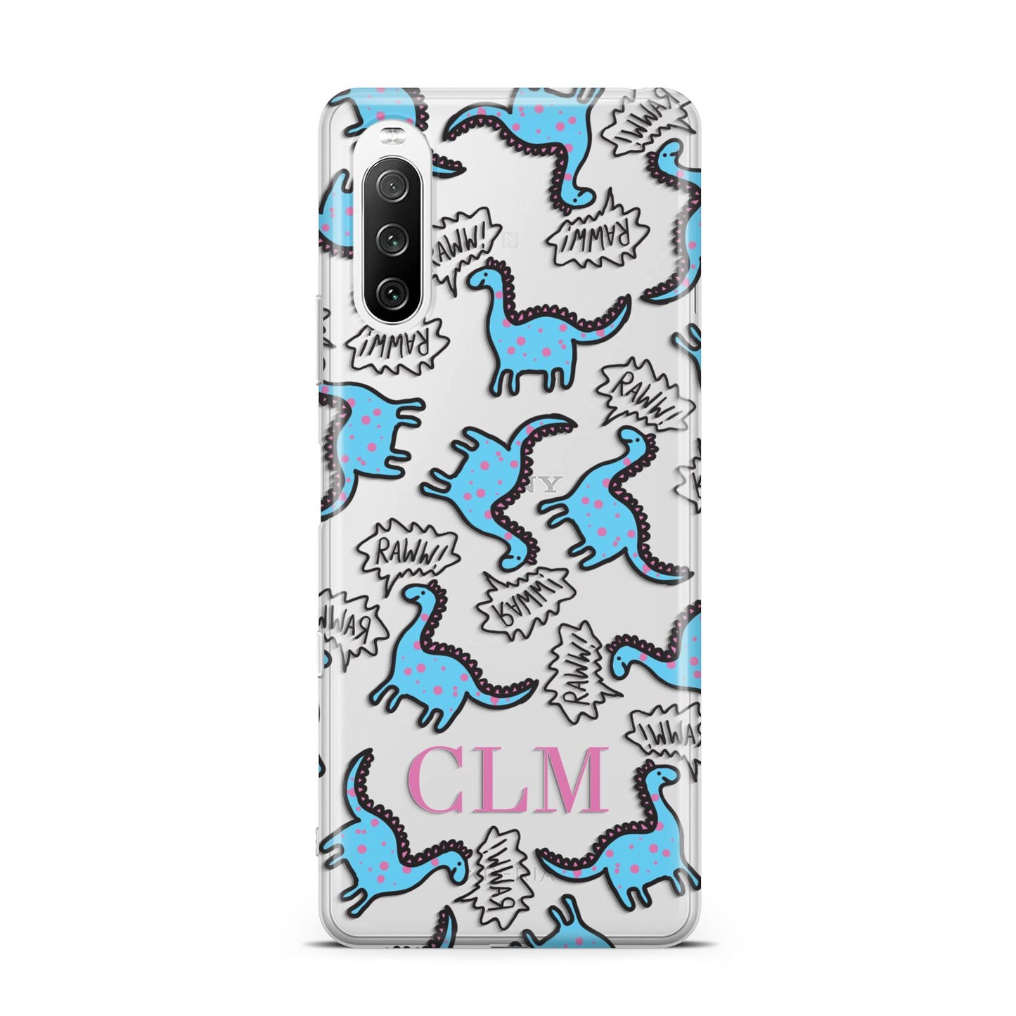 Personalised Dino Initials Clear Sony Xperia 10 III Case