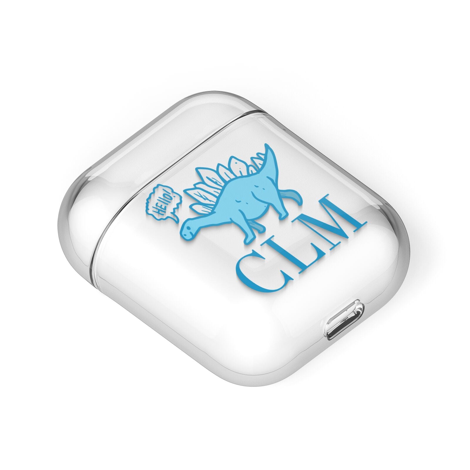 Personalised Dinosaur Initials AirPods Case Laid Flat