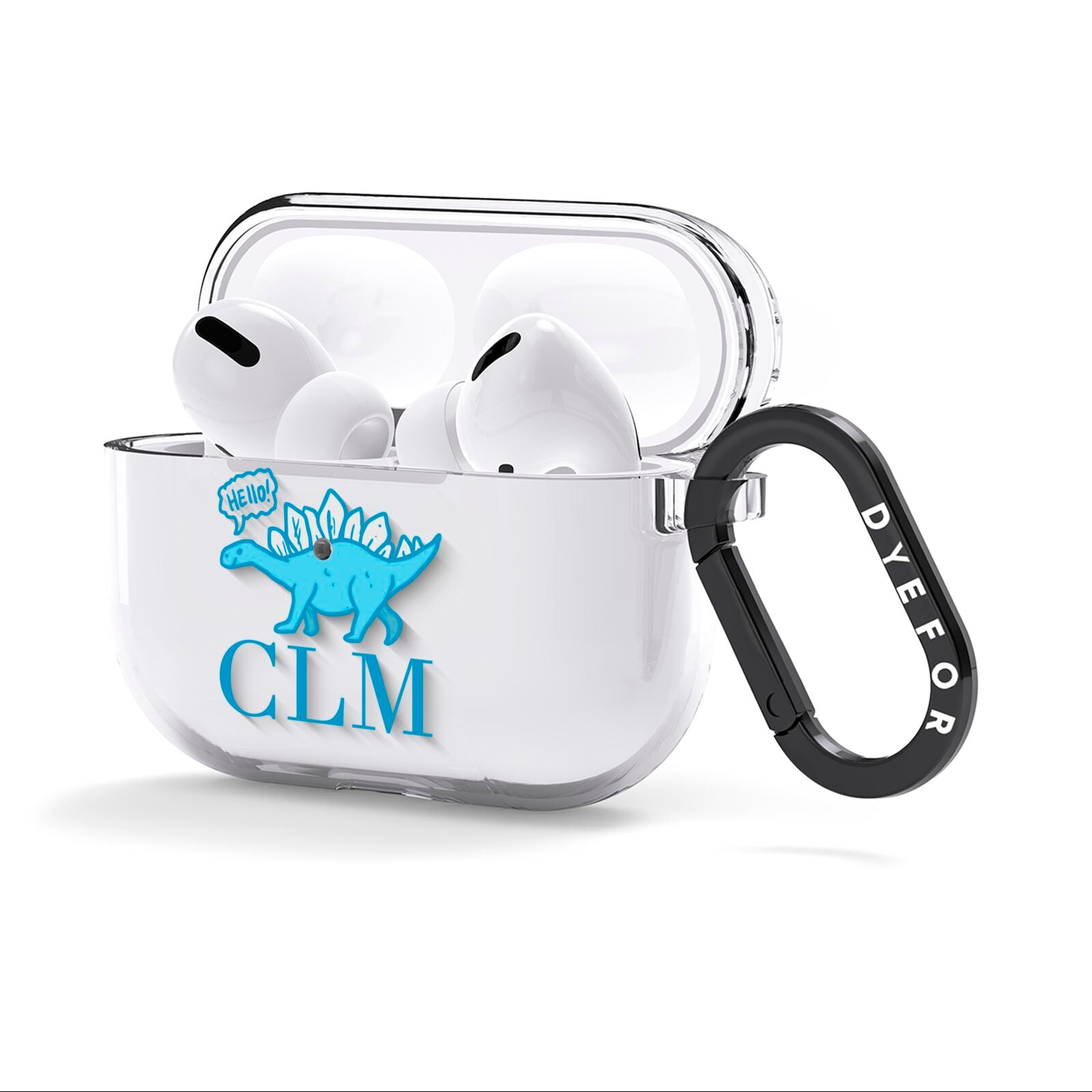 Personalised Dinosaur Initials AirPods Clear Case 3rd Gen Side Image