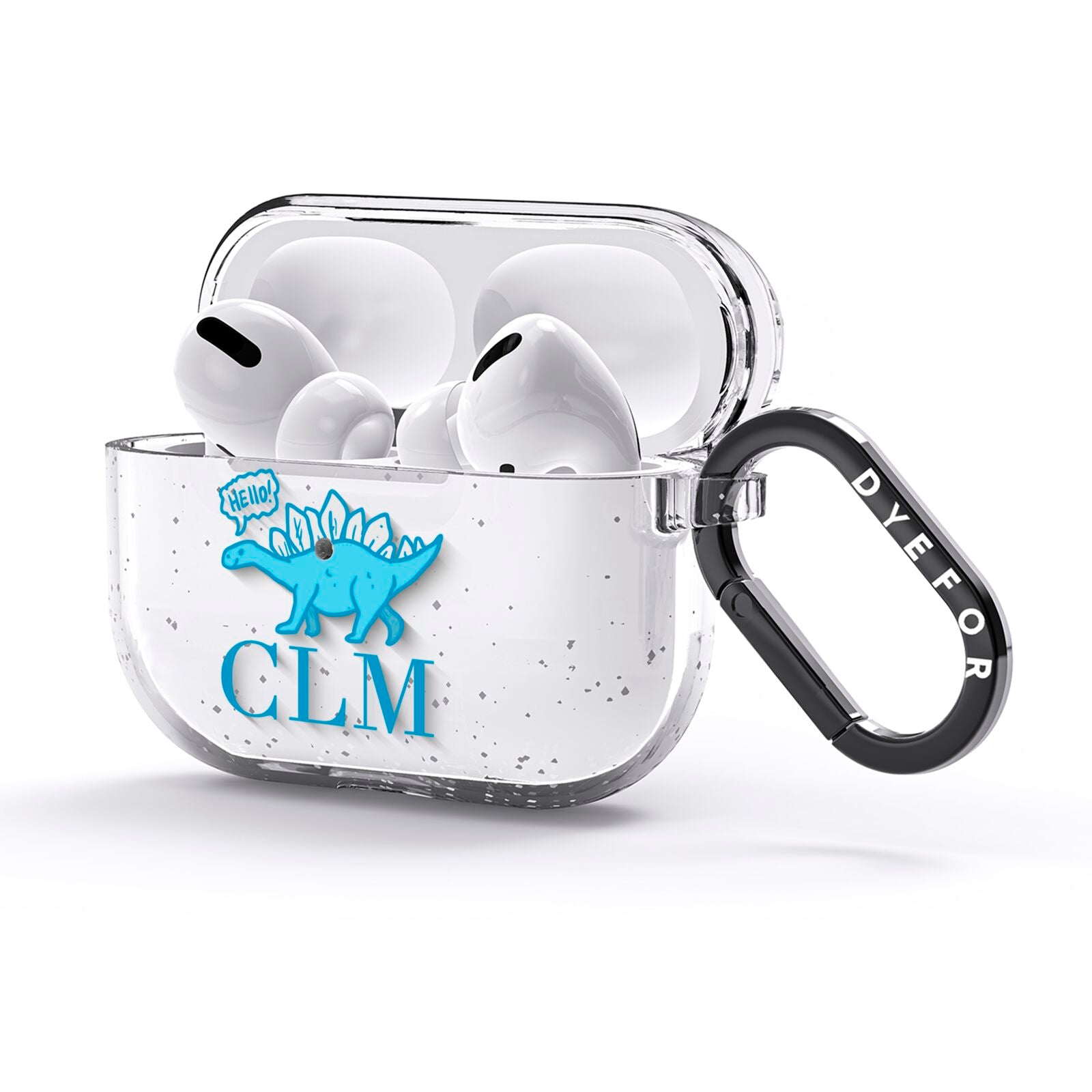Personalised Dinosaur Initials AirPods Glitter Case 3rd Gen Side Image