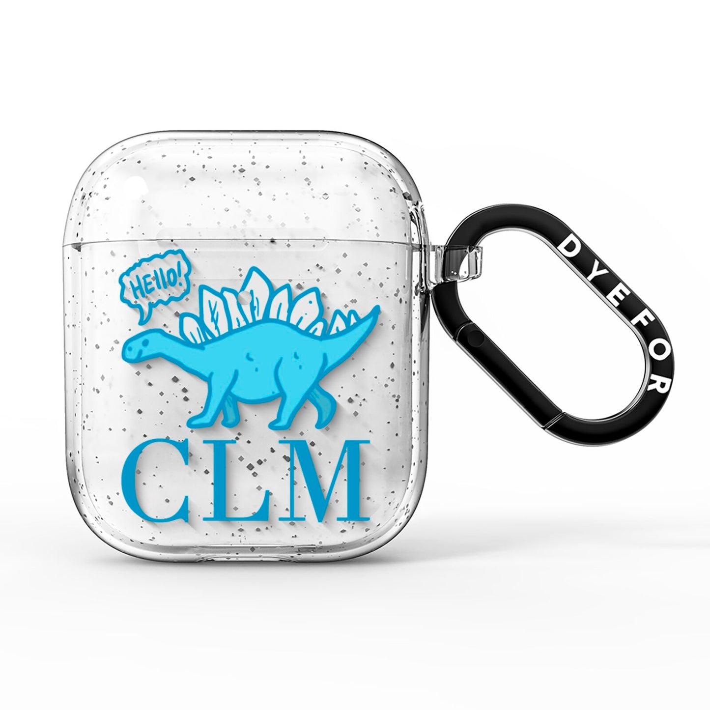 Personalised Dinosaur Initials AirPods Glitter Case