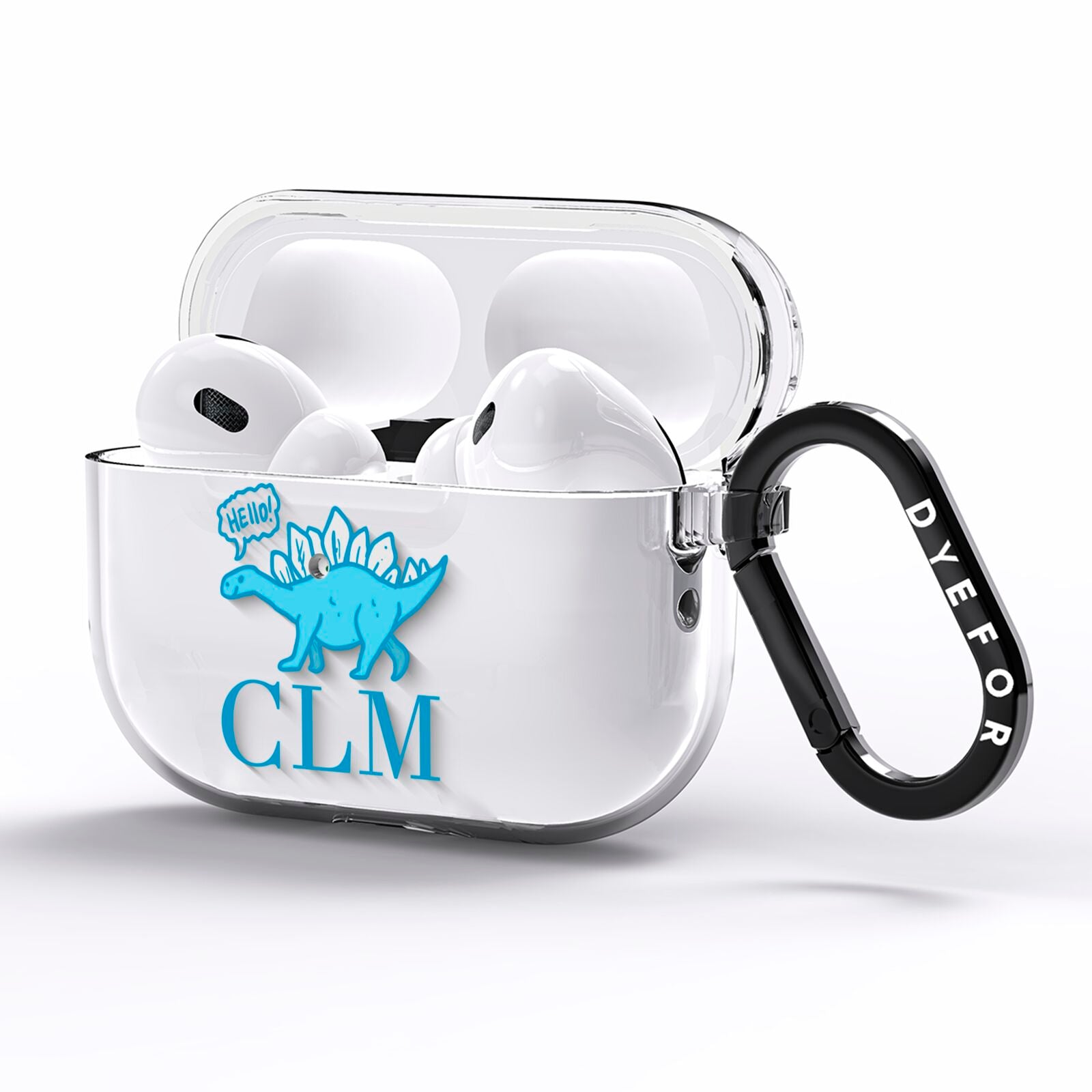 Personalised Dinosaur Initials AirPods Pro Clear Case Side Image
