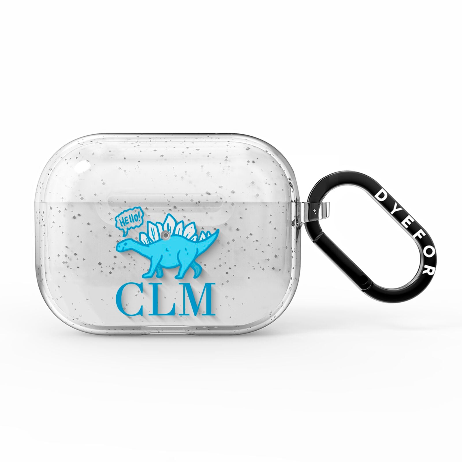 Personalised Dinosaur Initials AirPods Pro Glitter Case