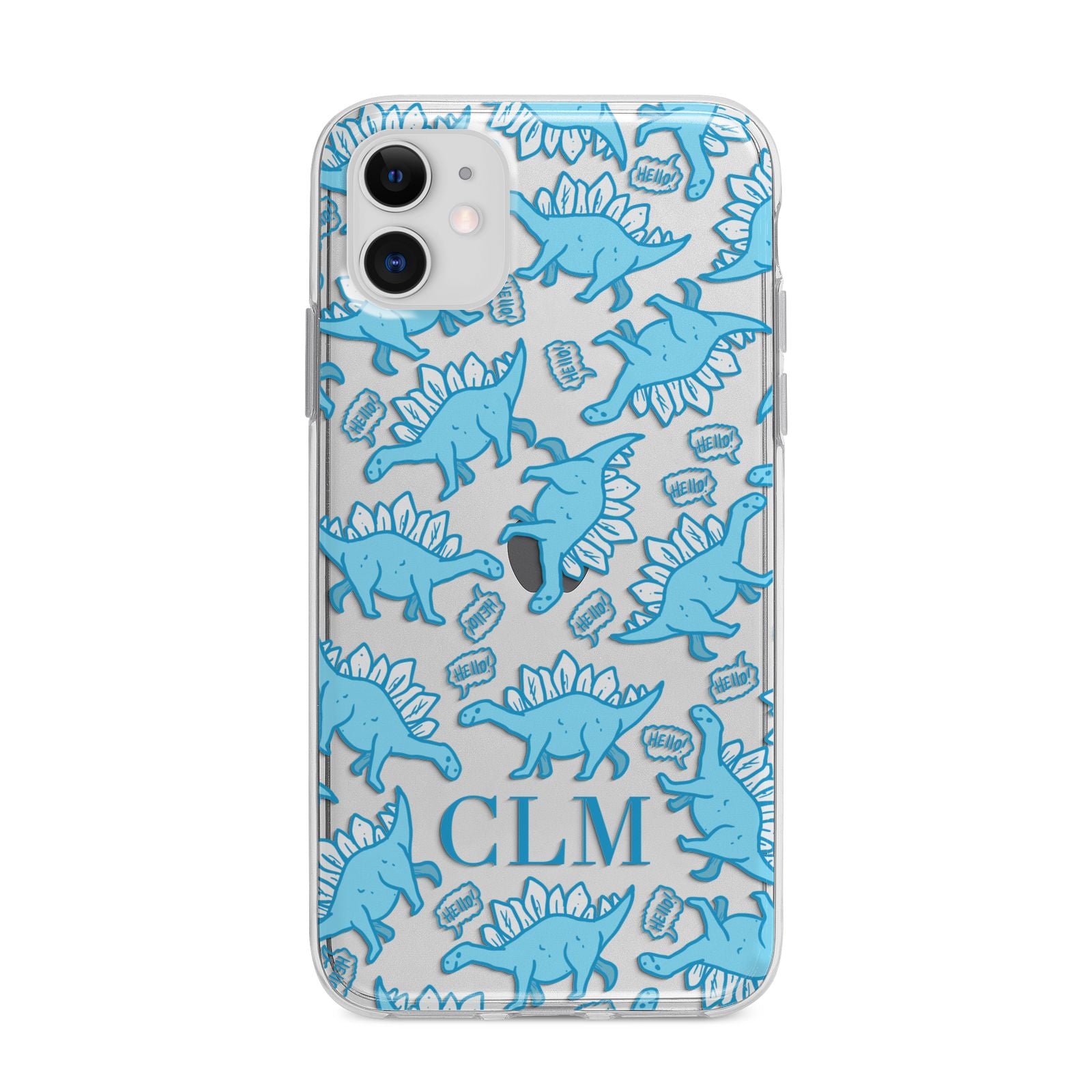 Personalised Dinosaur Initials Apple iPhone 11 in White with Bumper Case