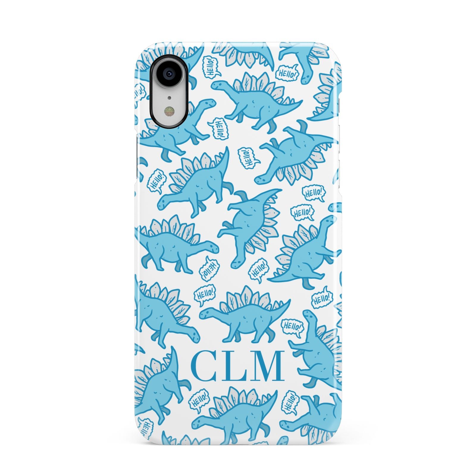 Personalised Dinosaur Initials Apple iPhone XR White 3D Snap Case