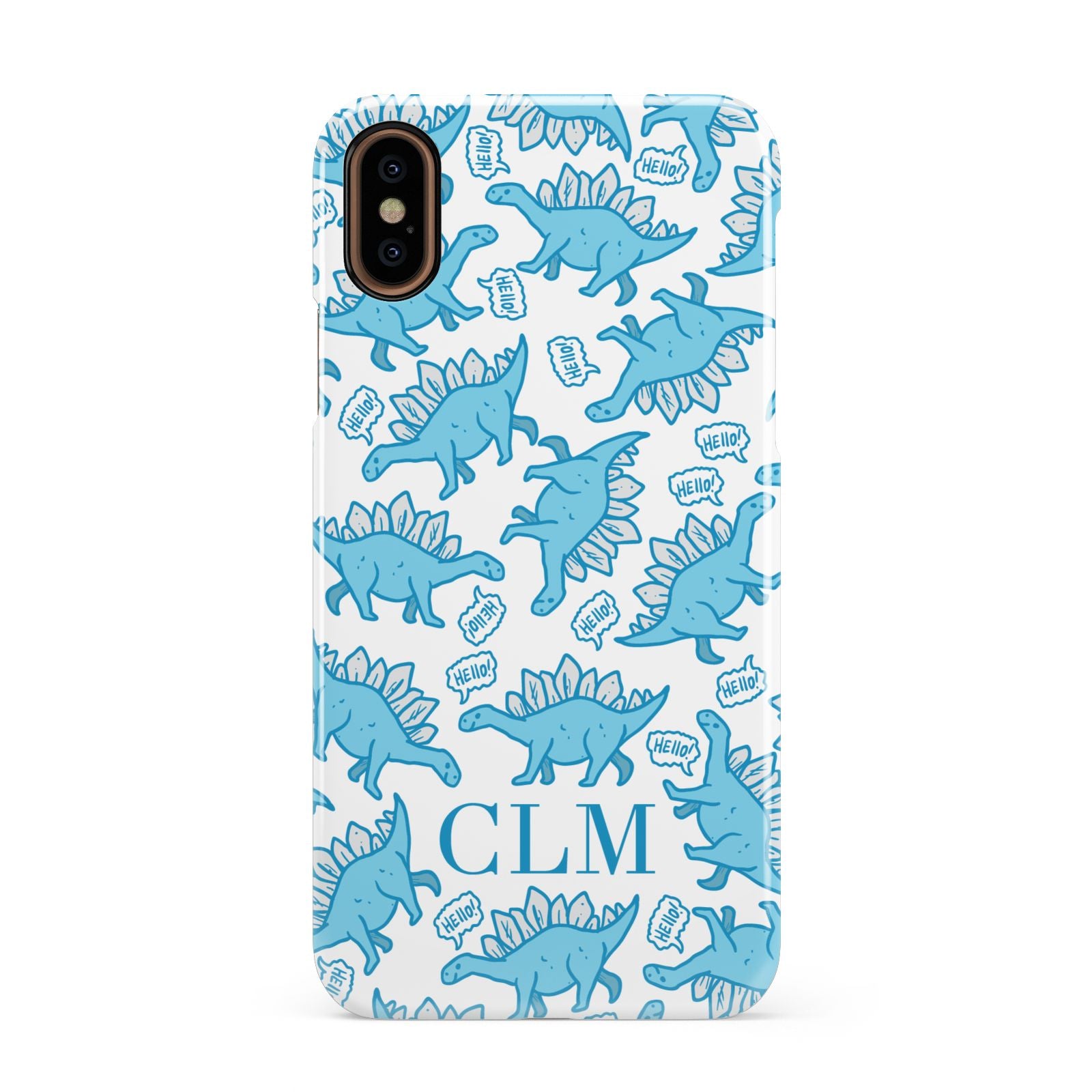 Personalised Dinosaur Initials Apple iPhone XS 3D Snap Case