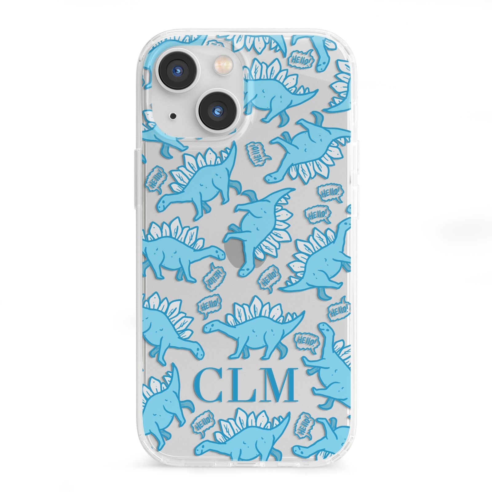 Personalised Dinosaur Initials iPhone 13 Mini Clear Bumper Case