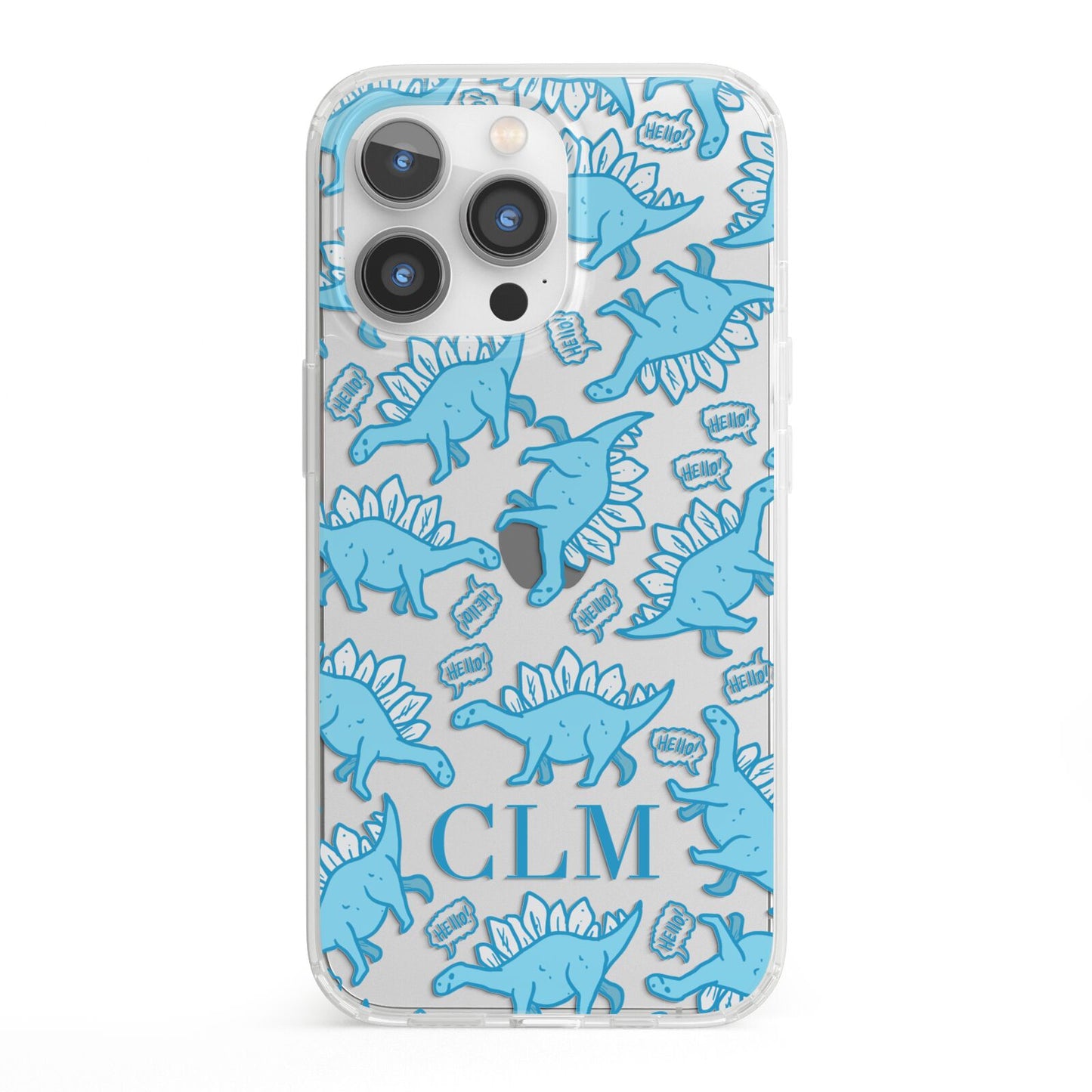 Personalised Dinosaur Initials iPhone 13 Pro Clear Bumper Case