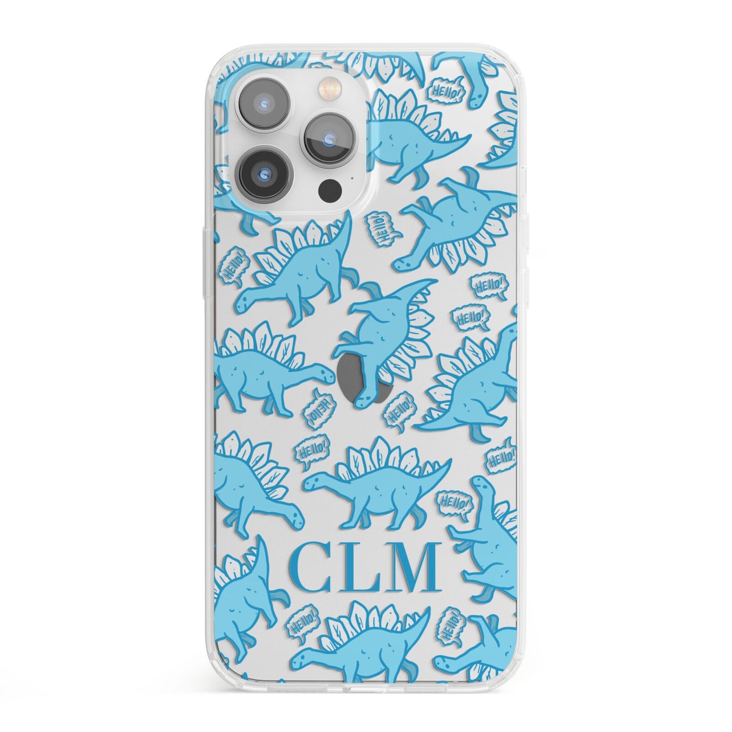 Personalised Dinosaur Initials iPhone 13 Pro Max Clear Bumper Case