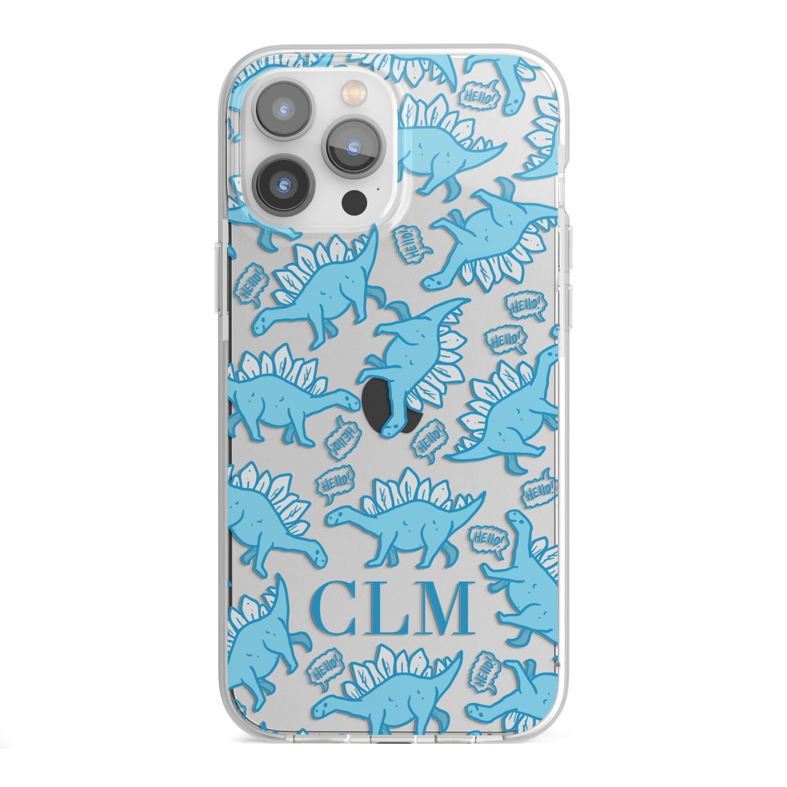 Personalised Dinosaur Initials iPhone 13 Pro Max TPU Impact Case with White Edges