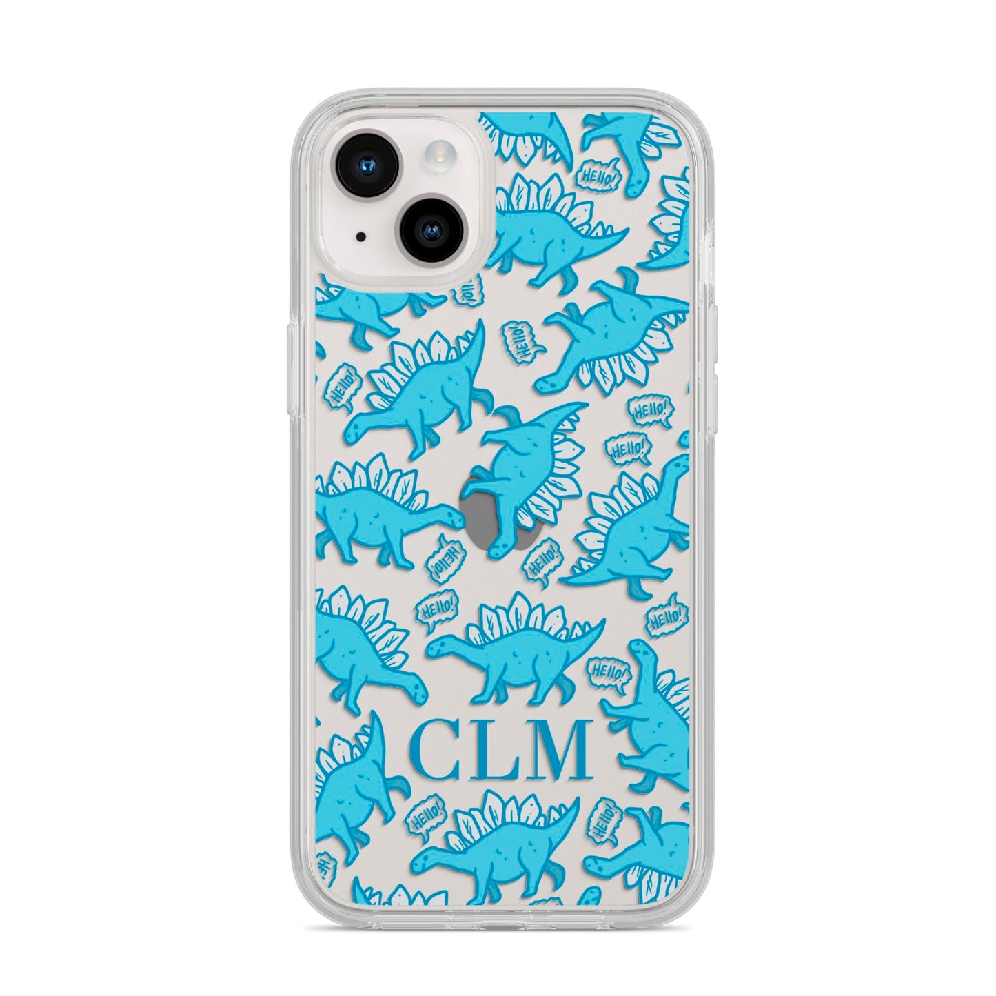 Personalised Dinosaur Initials iPhone 14 Plus Clear Tough Case Starlight