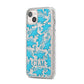 Personalised Dinosaur Initials iPhone 14 Plus Glitter Tough Case Starlight Angled Image