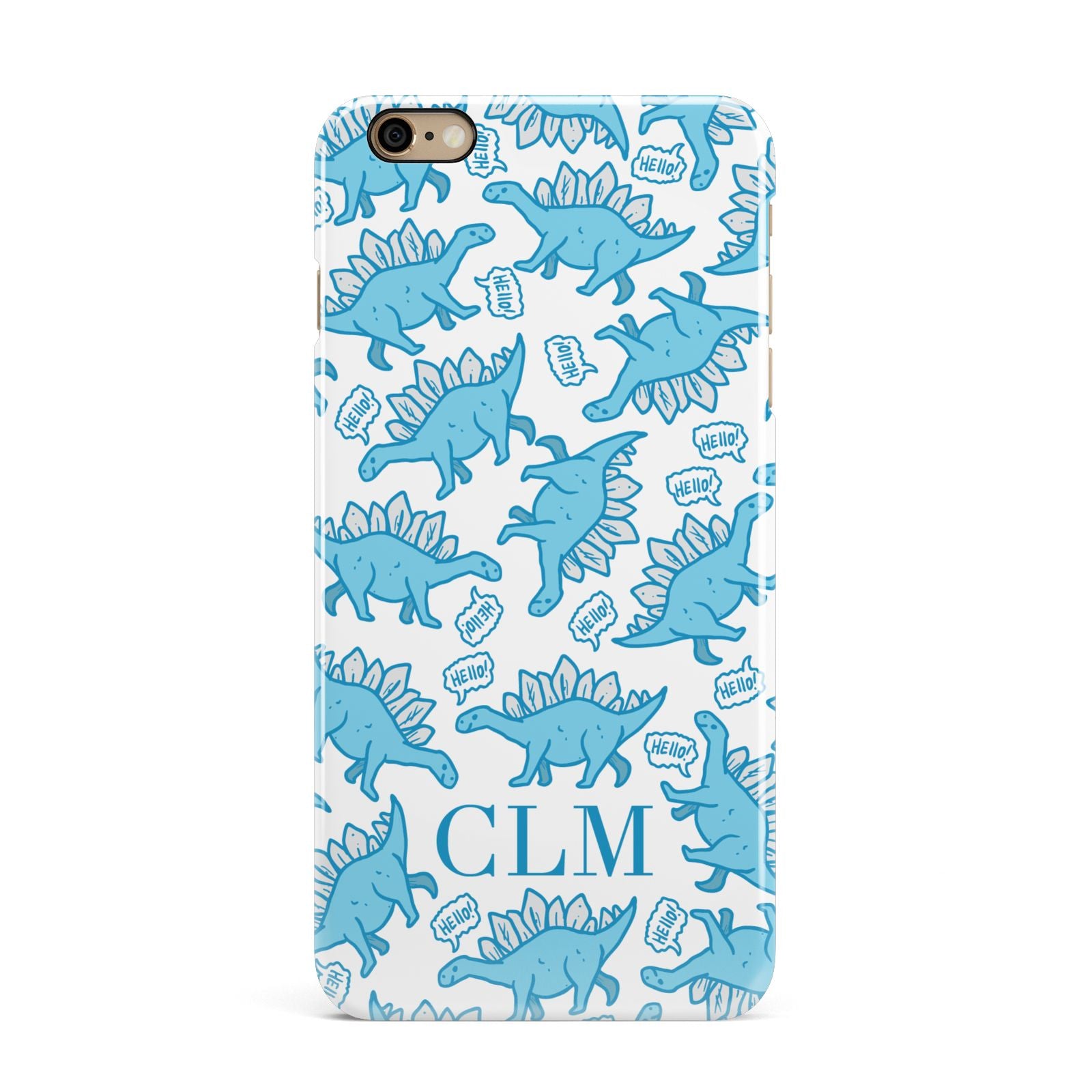Personalised Dinosaur Initials iPhone 6 Plus 3D Snap Case on Gold Phone