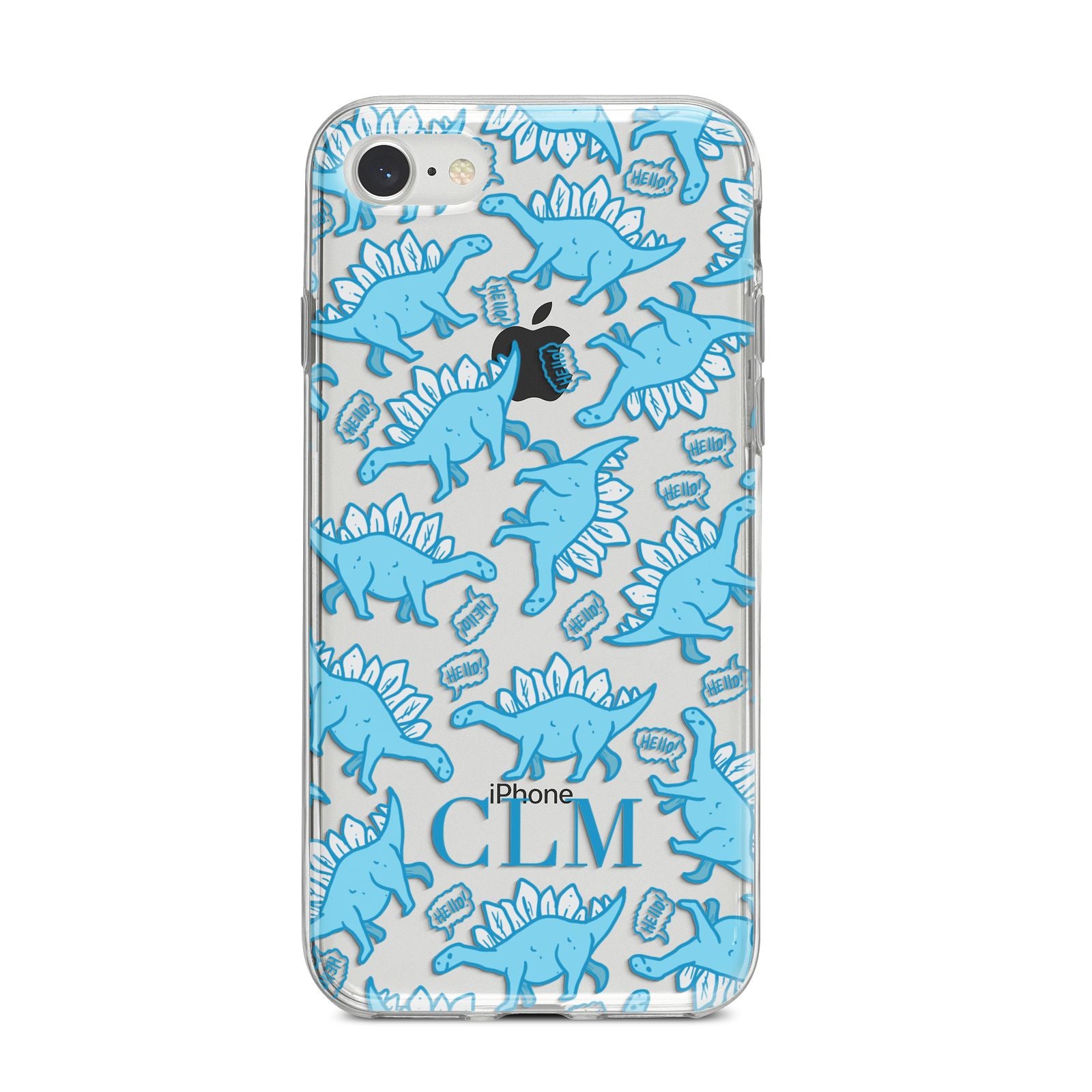 Personalised Dinosaur Initials iPhone 8 Bumper Case on Silver iPhone
