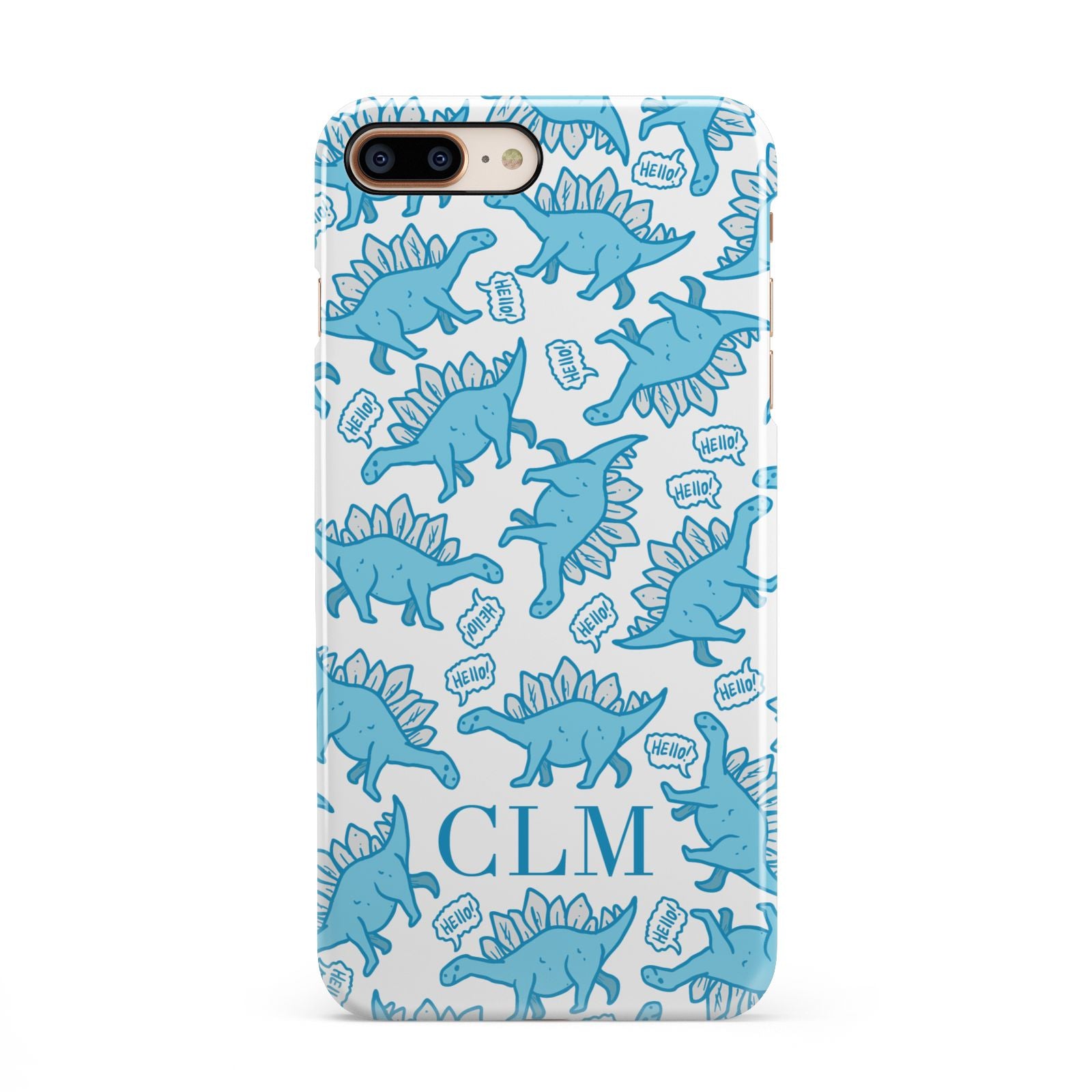 Personalised Dinosaur Initials iPhone 8 Plus 3D Snap Case on Gold Phone